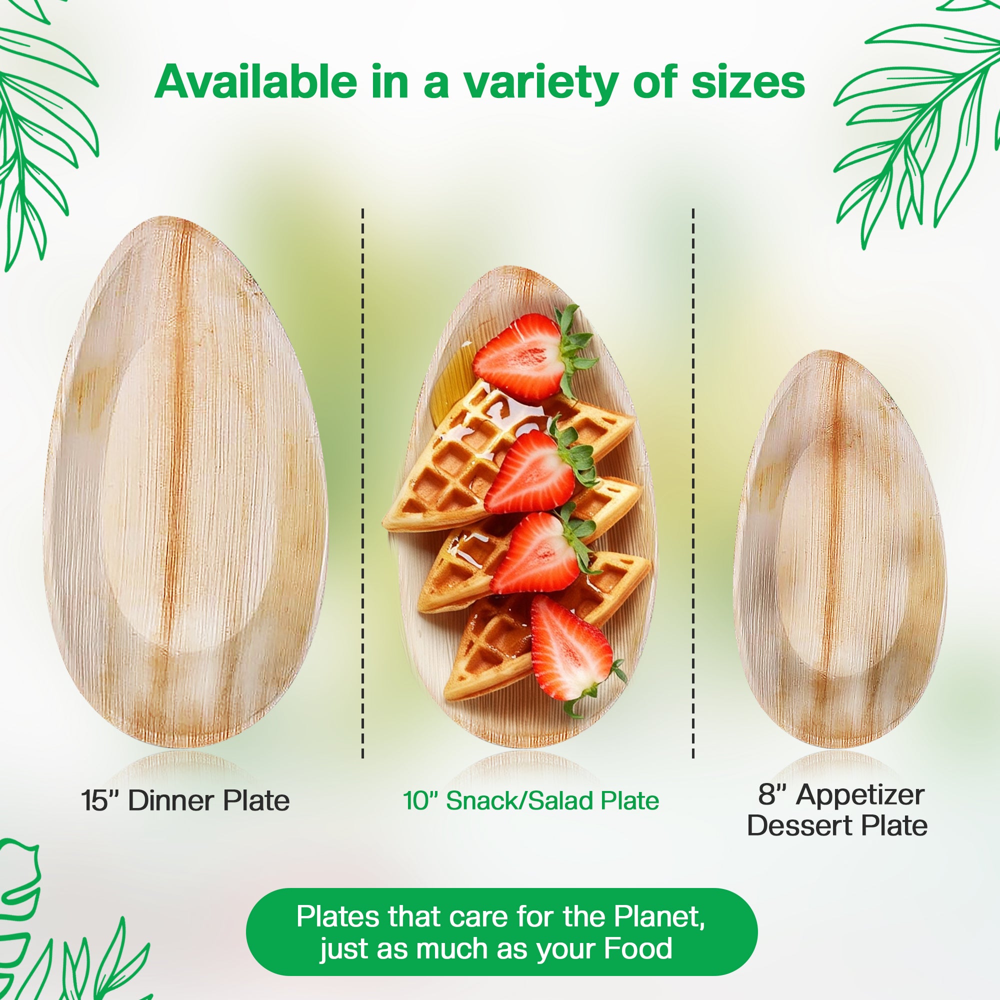 EcoEdge 10 Inch Oval Areca Palm Leaf Plates | Eco Friendly | 100% Plant Based
