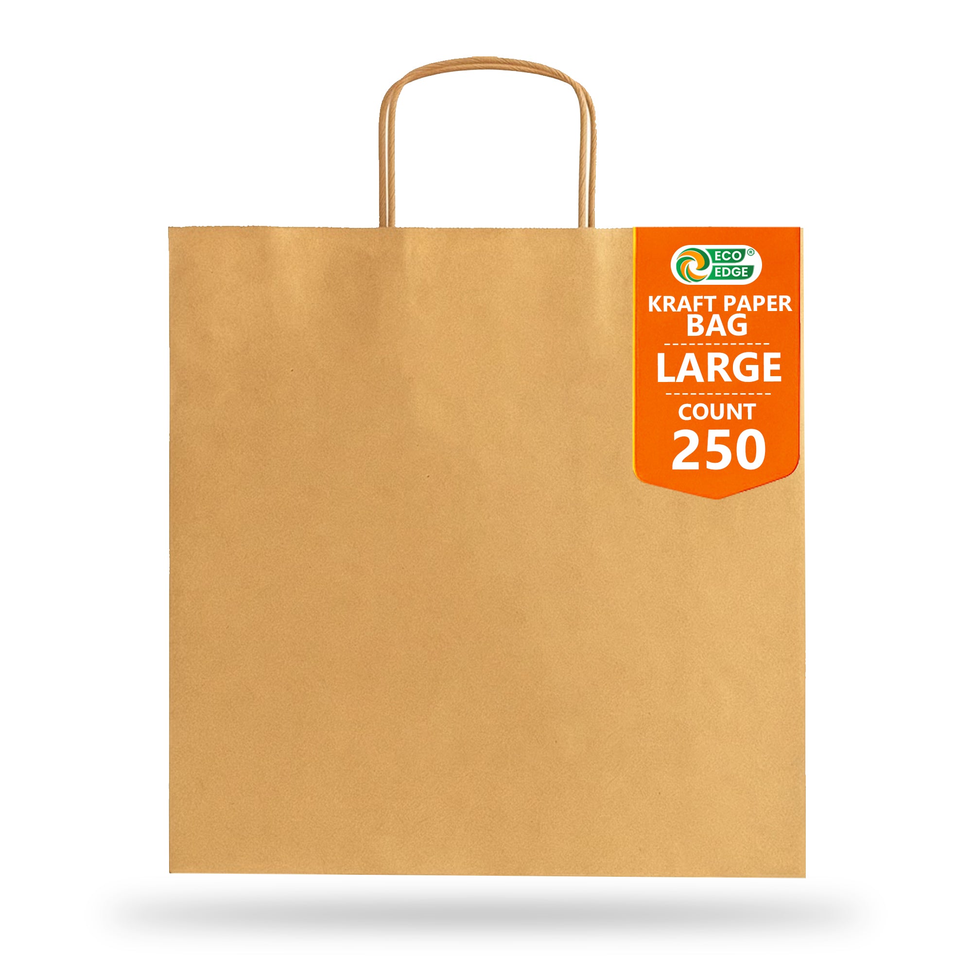 EcoEdge (32x22x32 cm) Large Kraft Biodegradable Paper Bag (Pack of 250) | 100% Compostable