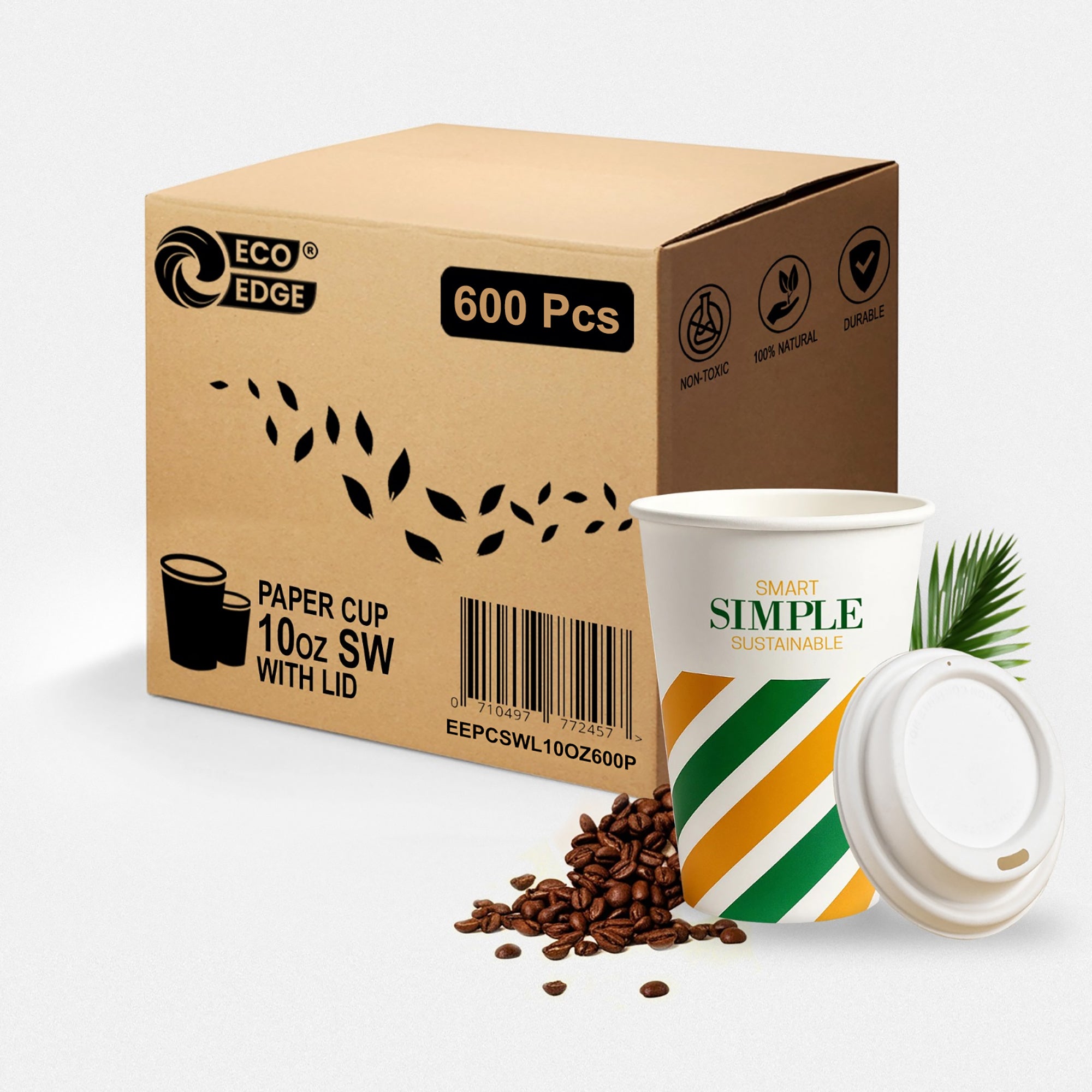 EcoEdge 10 Oz Eco Paper Cups with Lids | 100% Compostable & Recyclable