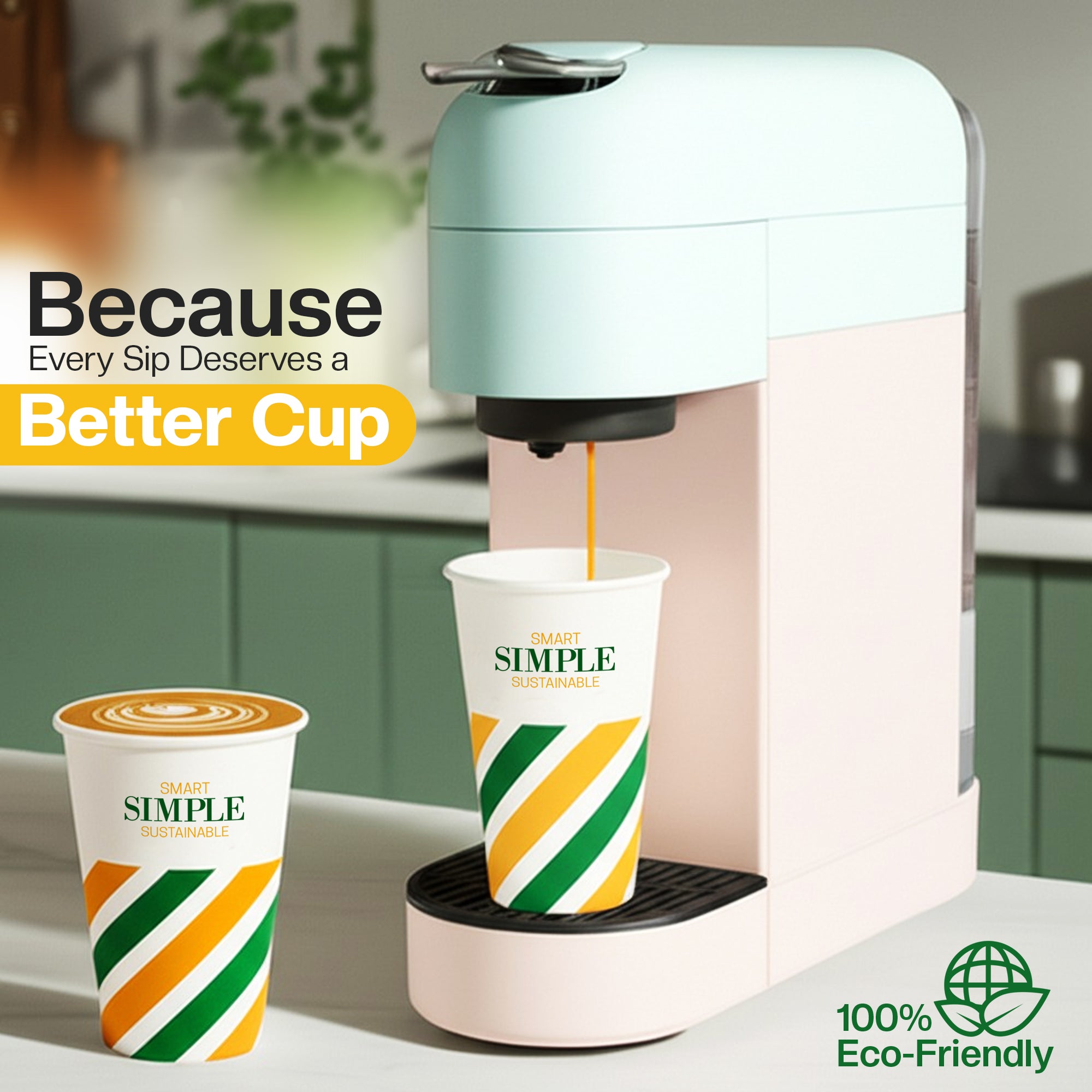 EcoEdge 10 Oz Eco Paper Cups with Lids | 100% Compostable & Recyclable