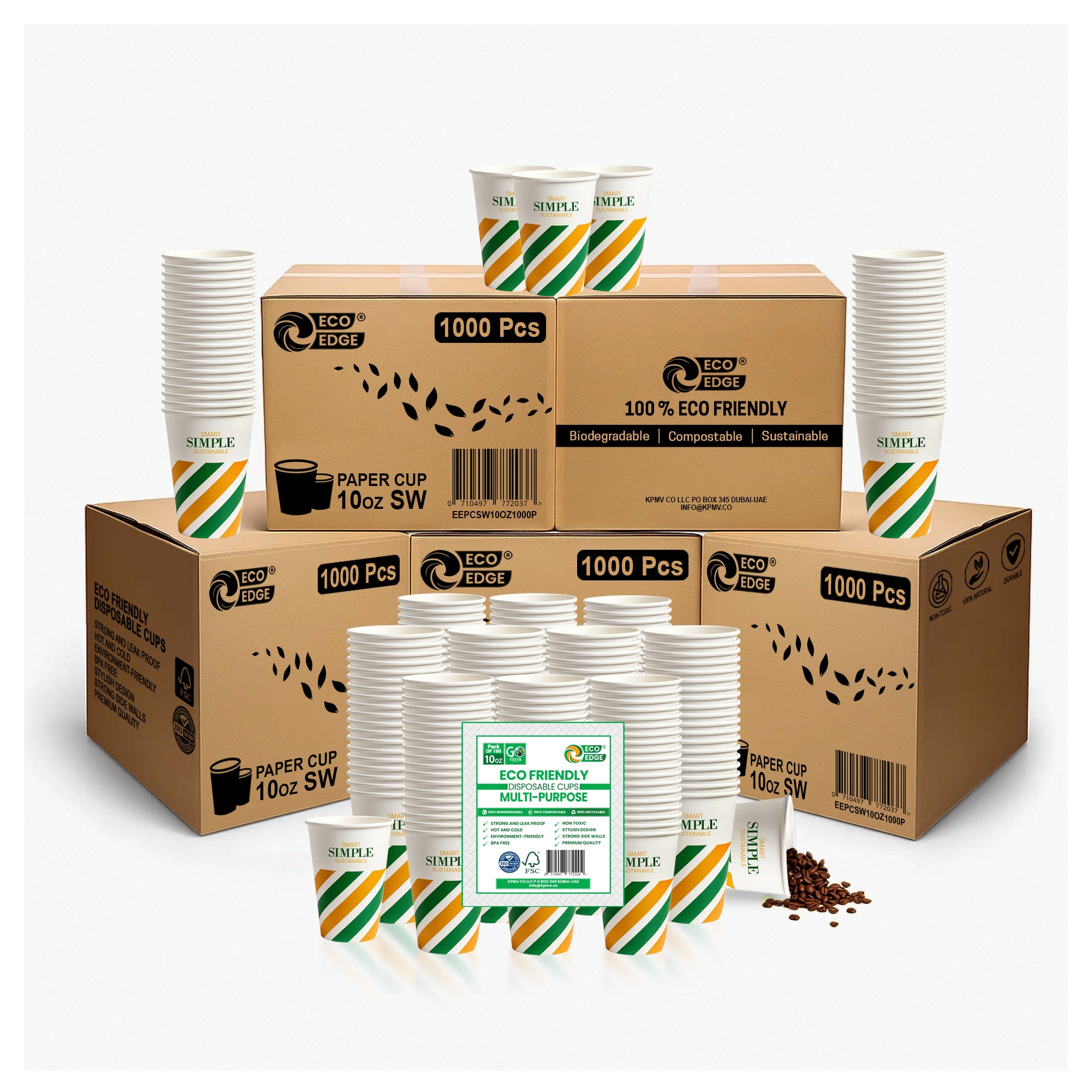 EcoEdge 10 Oz Disposable Paper Cups | Leakproof, BPA-Free & Sustainable (Pack of 1000)