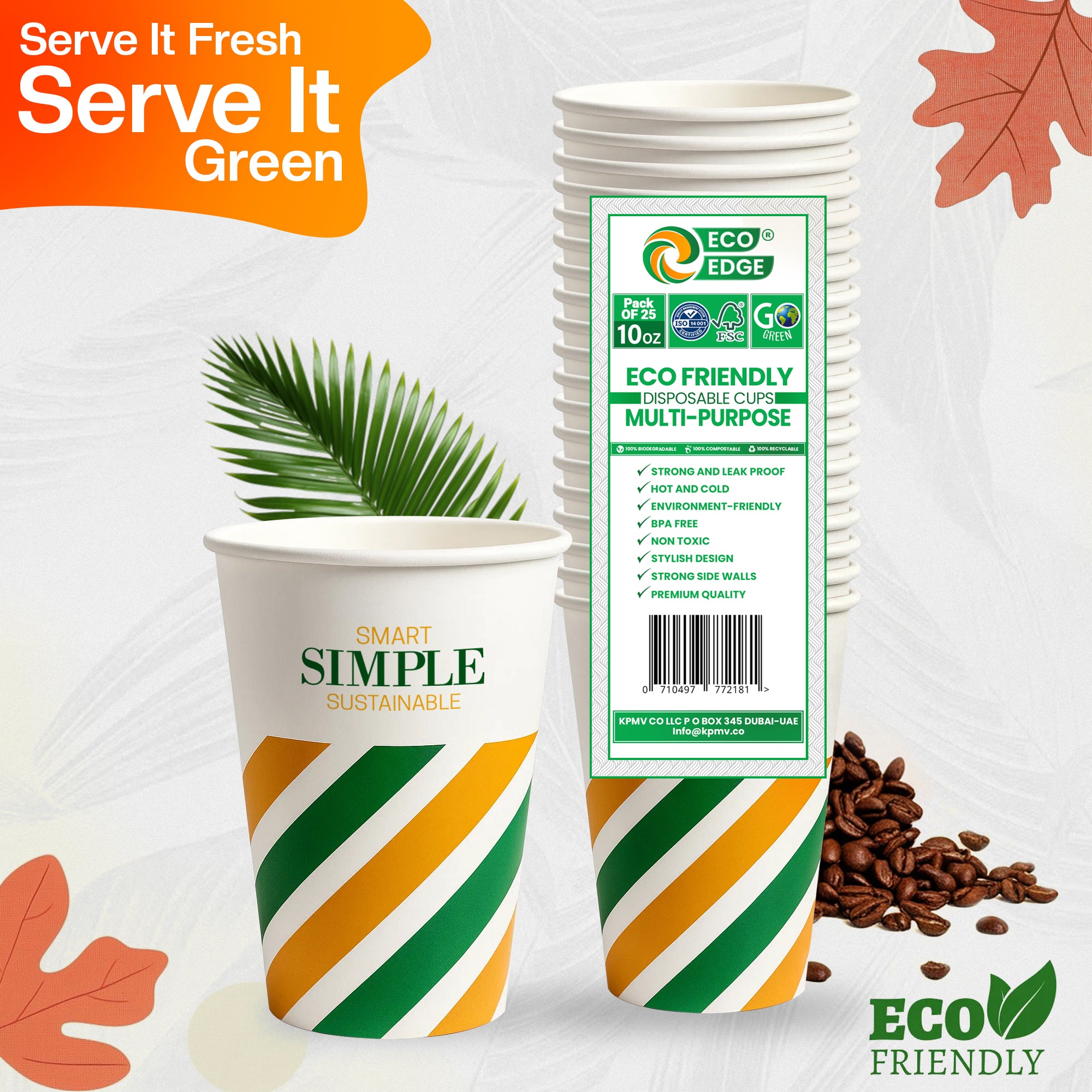 EcoEdge 10 Oz Disposable Paper Cups | Leakproof, BPA-Free & Sustainable