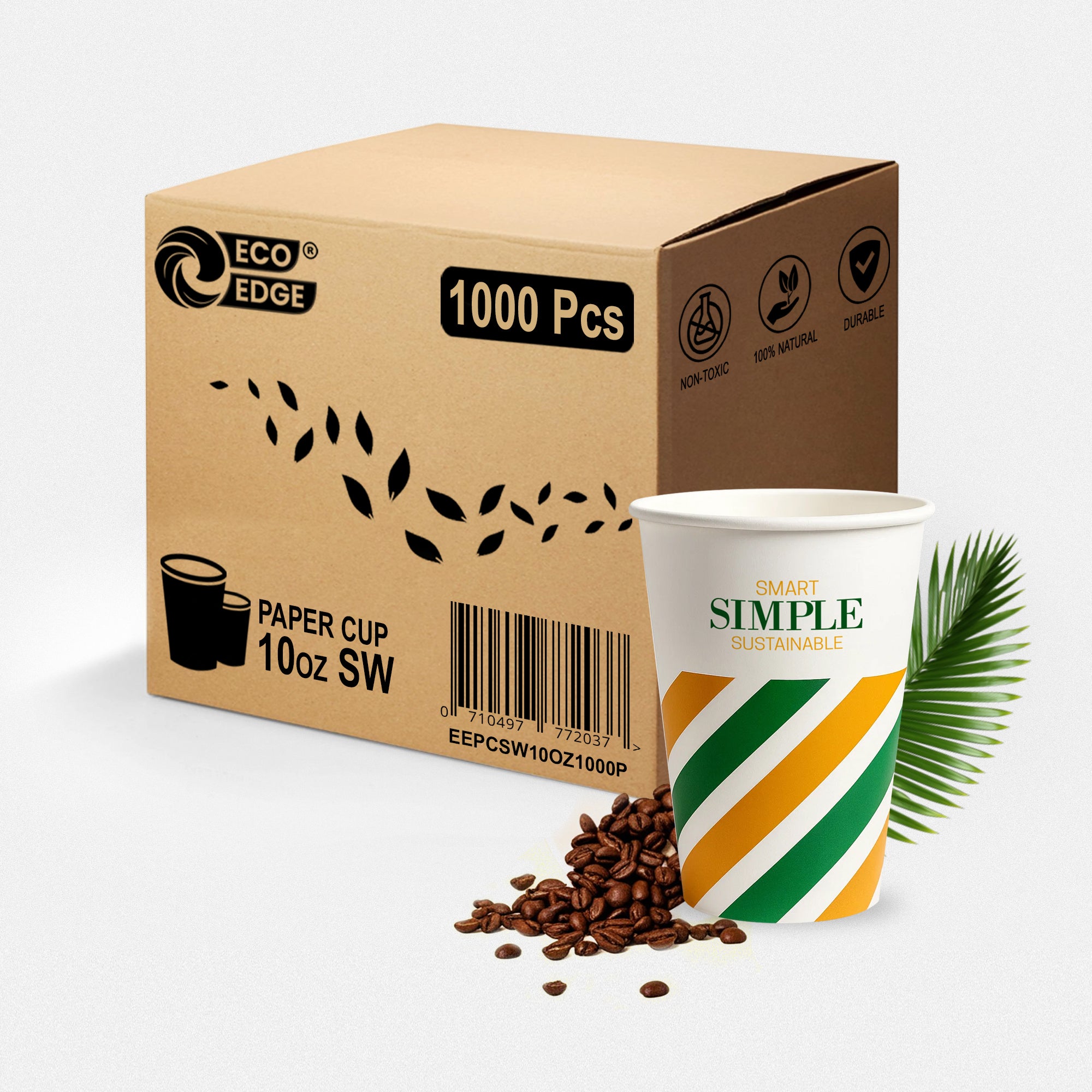 EcoEdge 10 Oz Disposable Paper Cups | Leakproof, BPA-Free & Sustainable (Pack of 1000)