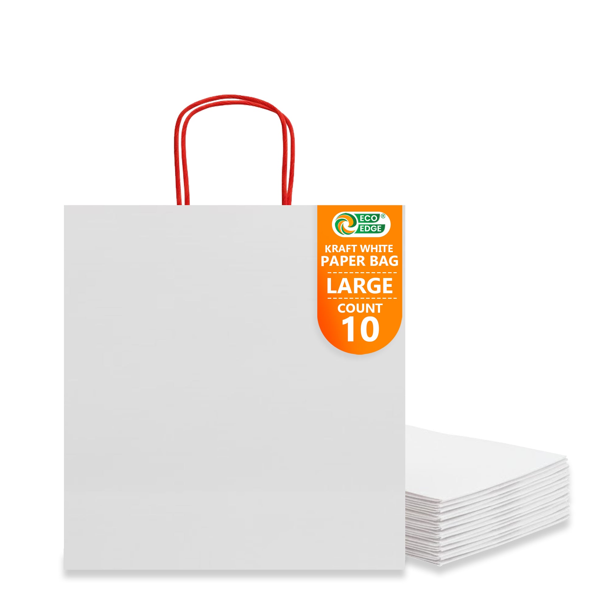EcoEdge (32x22x32 cm) Large Recyclable White Plain Paper Bag | 100% Natural