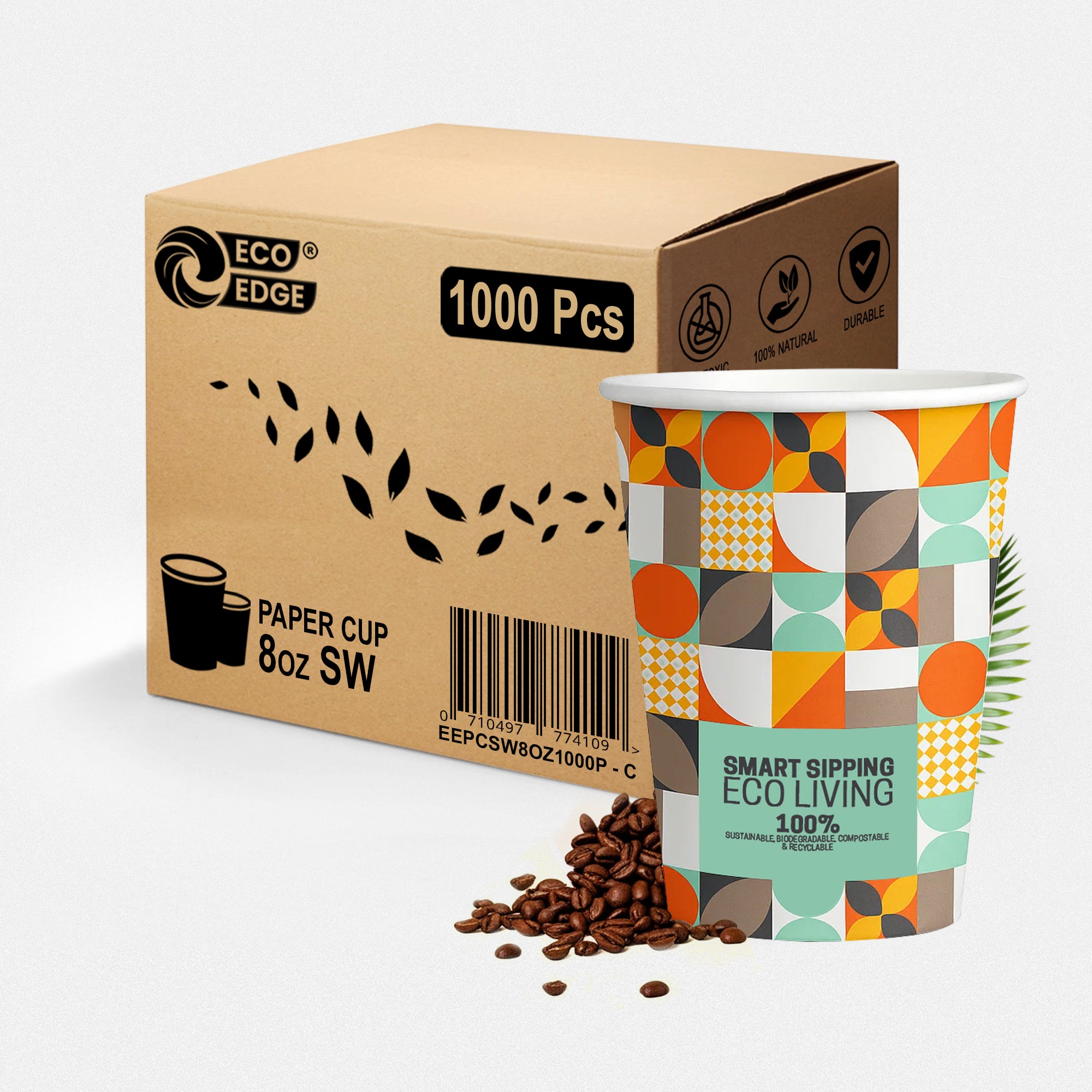 EcoEdge 8 Oz Sustainable Heavy-Duty Party Paper Cups (Pack of 1000) | 100% Compostable