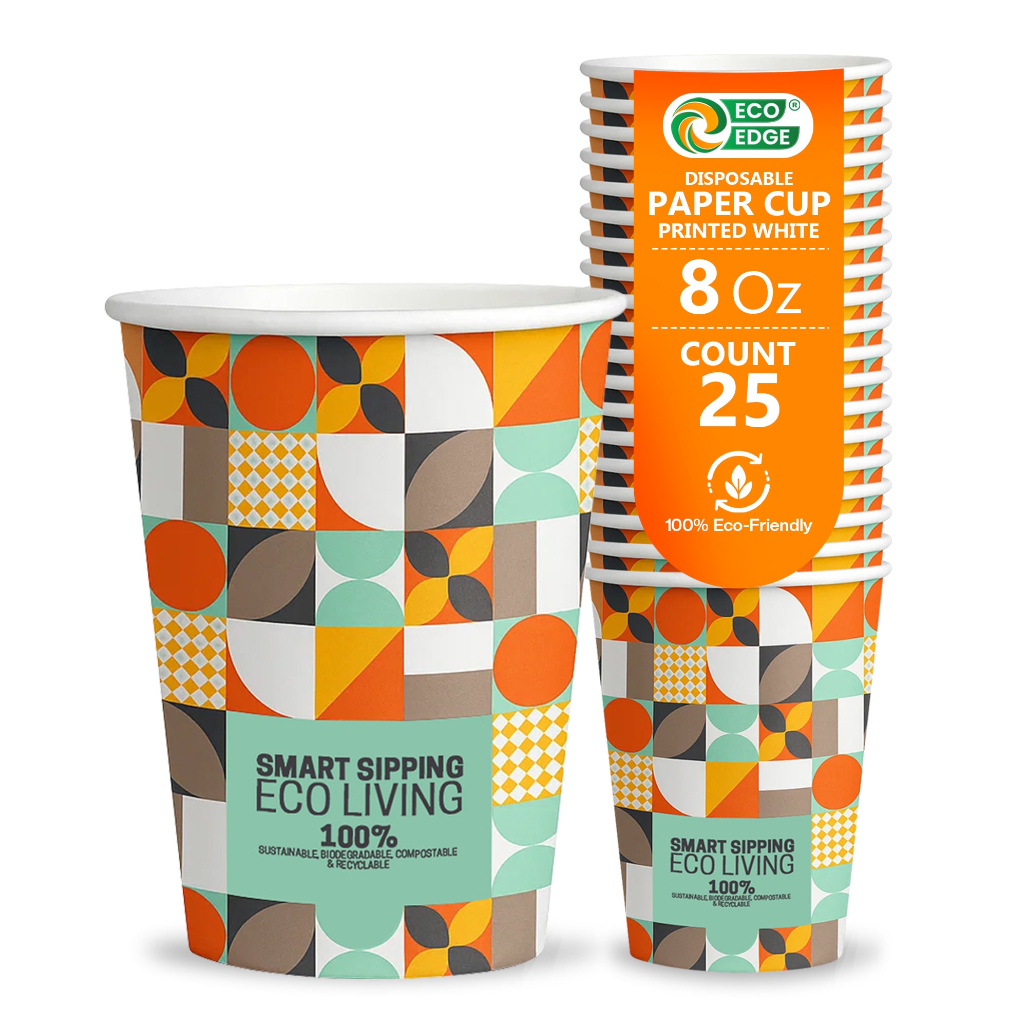 EcoEdge 8 Oz Sustainable Heavy-Duty Party Paper Cups | 100% Compostable