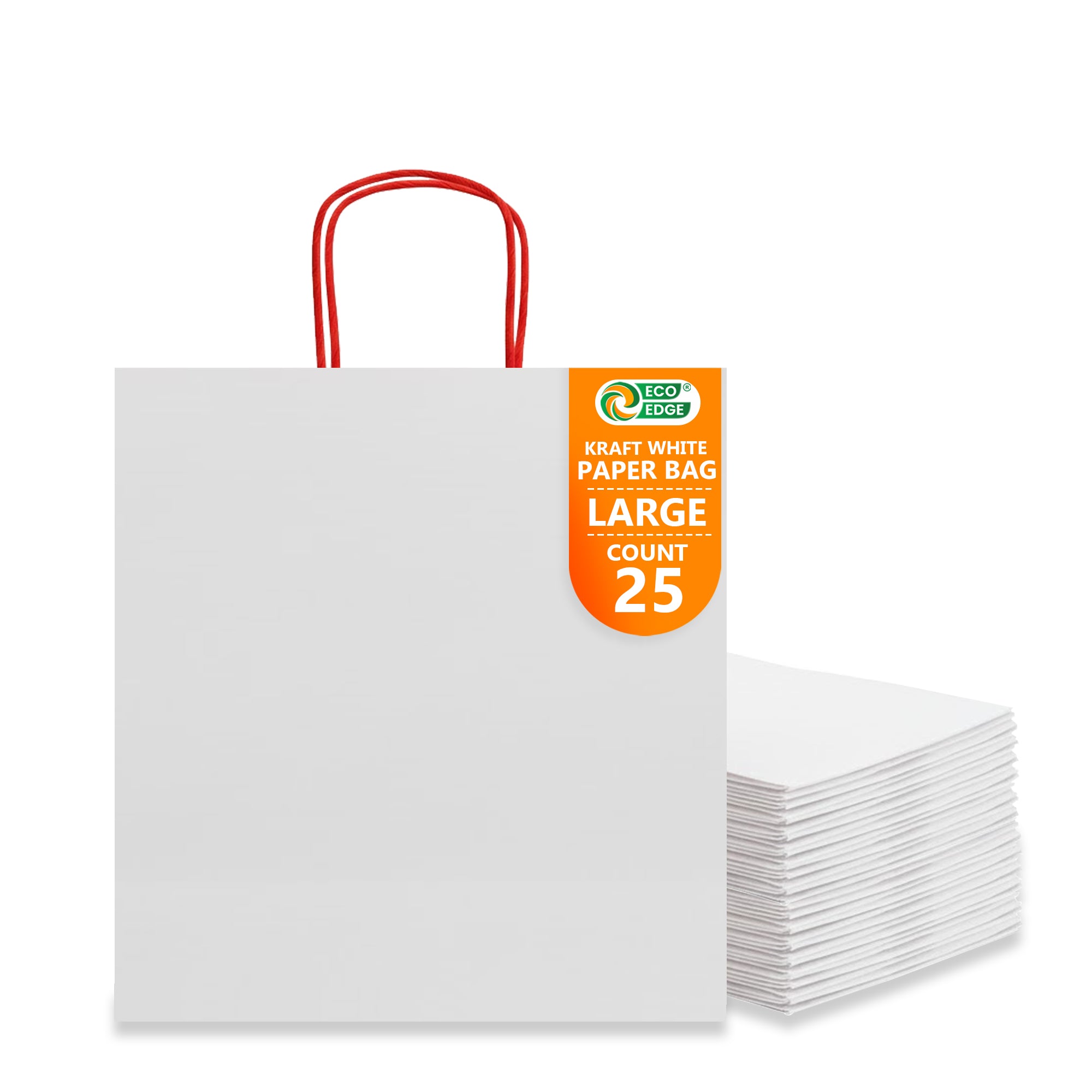 EcoEdge (32x22x32 cm) Large Recyclable White Plain Paper Bag | 100% Natural