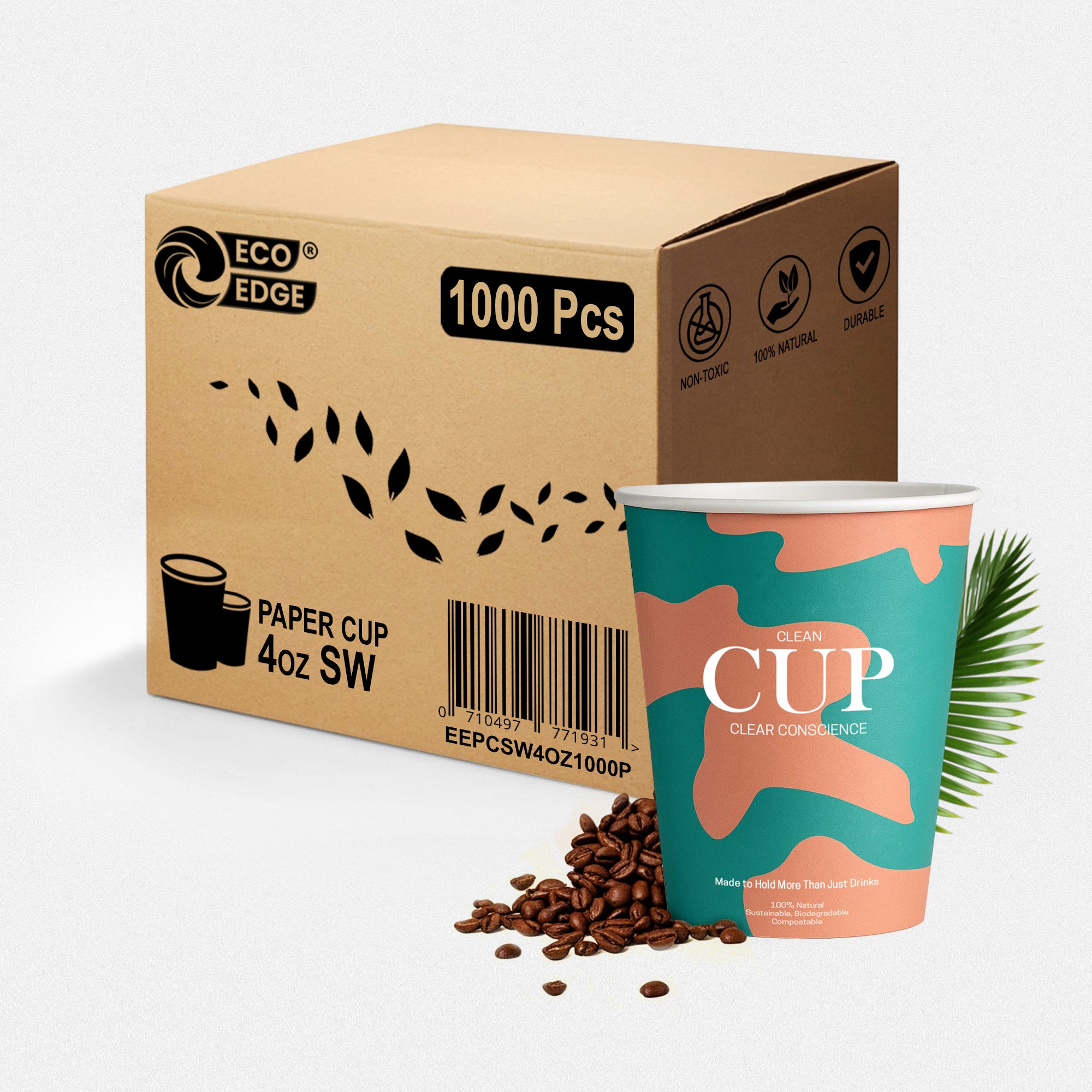 EcoEdge 4 Oz Disposable Heavy-Duty Stylish Party Paper Cups (Pack of 1000) | 100% Eco Friendly