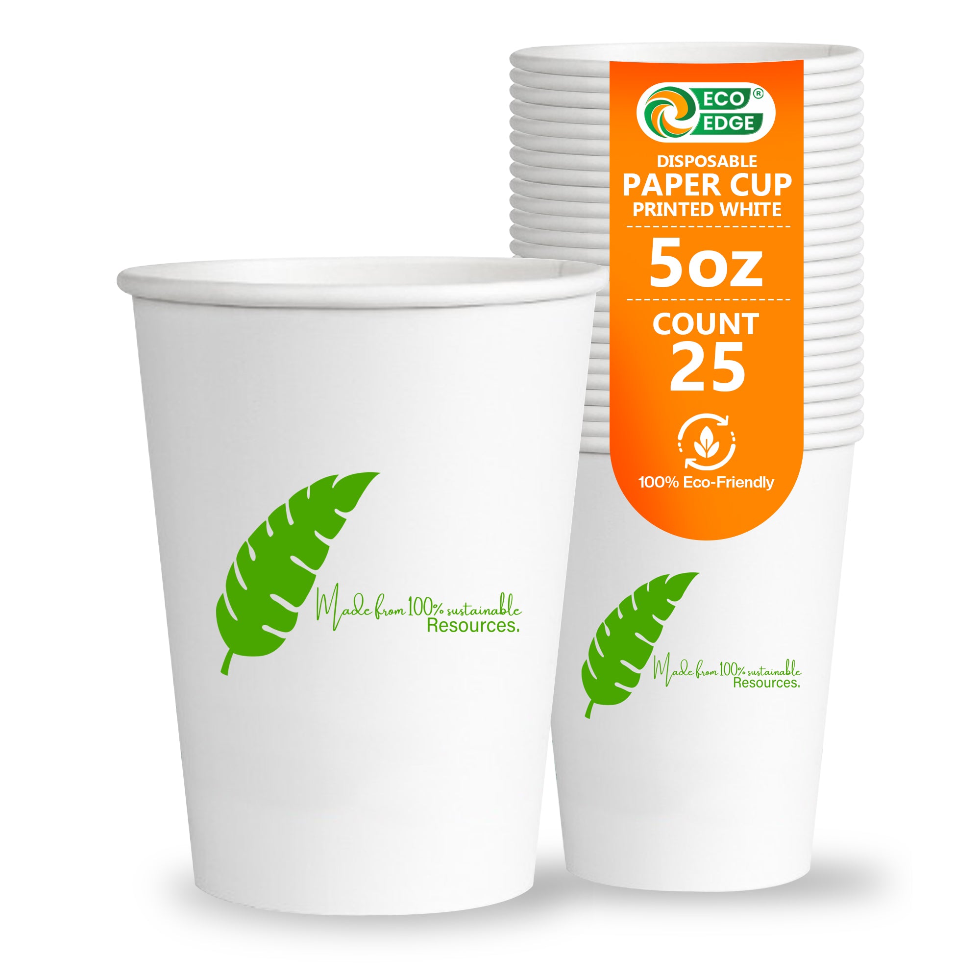 EcoEdge 5 Oz Disposable Heavy-Duty Party Paper Cups | 100% Natural