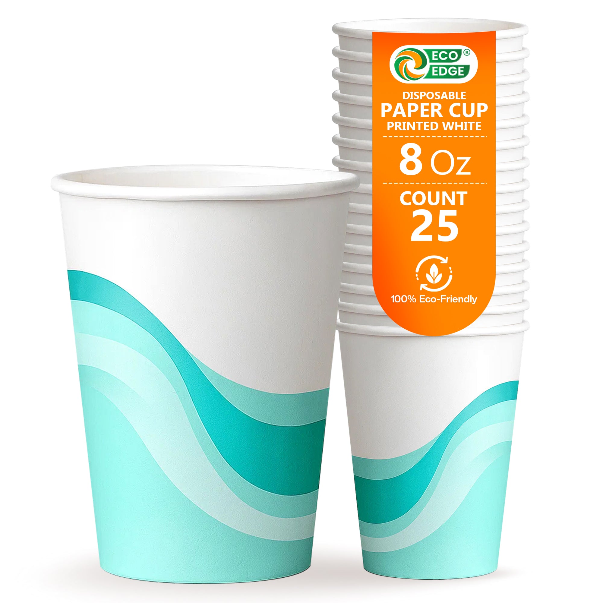 EcoEdge 8 Oz Disposable Heavy-Duty Paper Cups  | 100% Compostable
