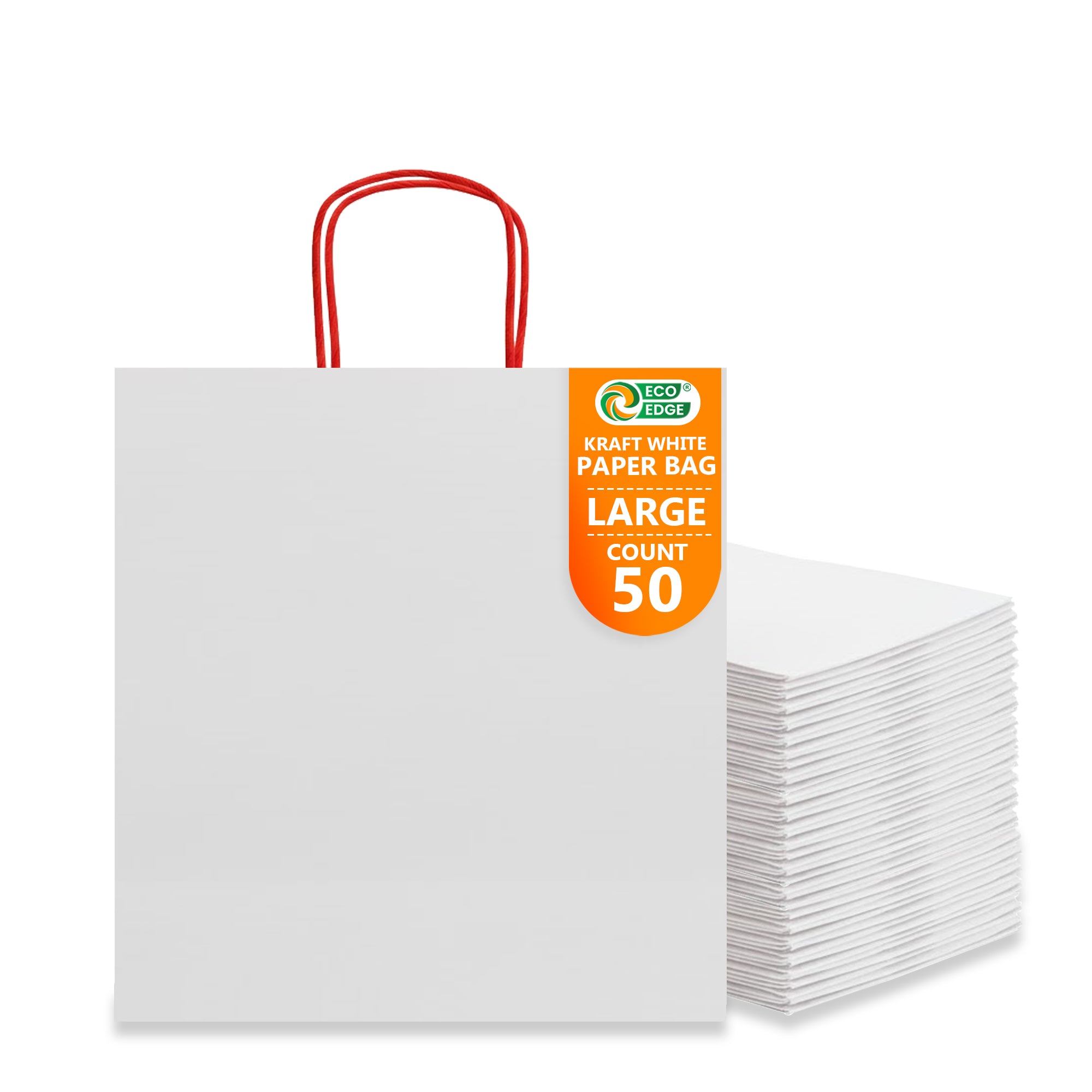 EcoEdge (32x22x32 cm) Large Recyclable White Plain Paper Bag | 100% Natural