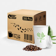 EcoEdge 12 Oz Disposable Heavy-Duty Insulated Party Paper Cups with Lid | 100% Organic (Pack of 300)