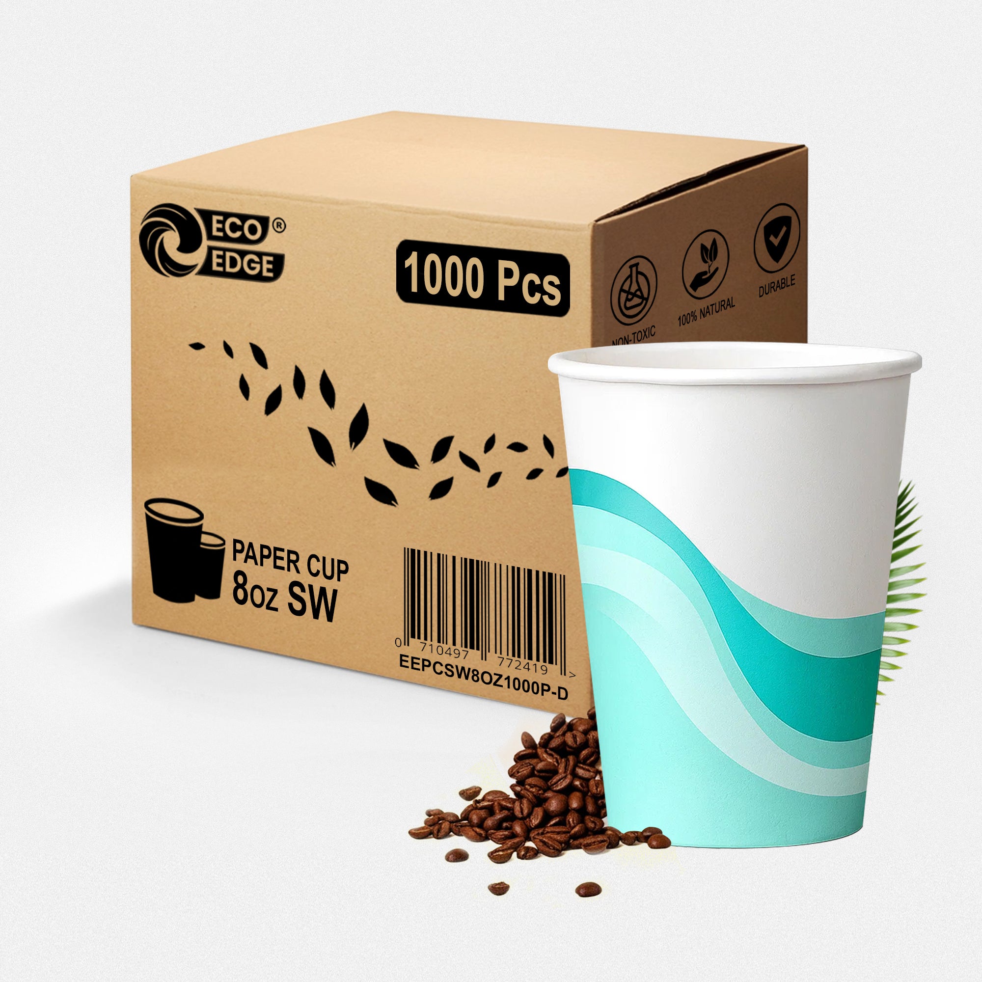 EcoEdge 8 Oz Disposable Heavy-Duty Paper Cups  (Pack of 1000) | 100% Compostable