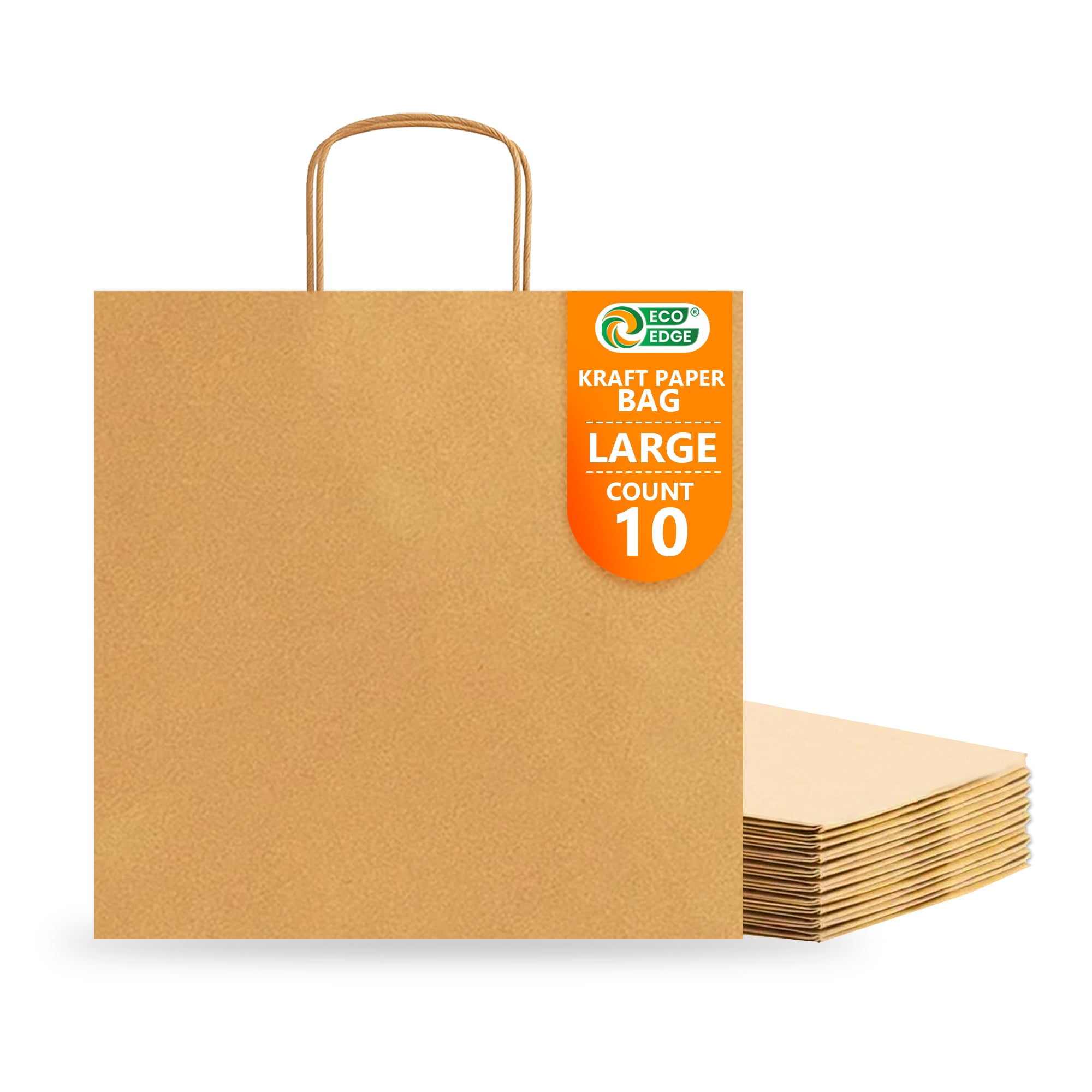 EcoEdge (32x22x32 cm) Large Kraft Biodegradable Paper Bag | 100% Compostable