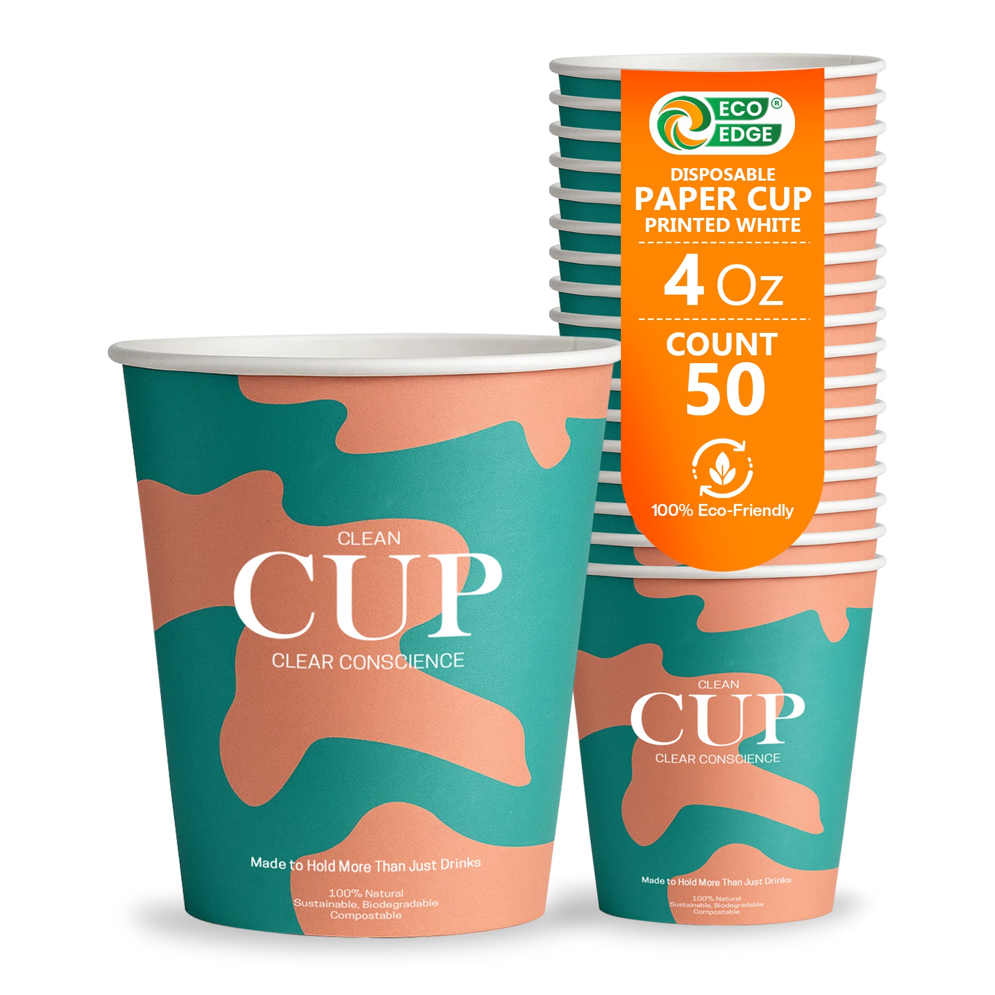 EcoEdge 4 Oz Disposable Heavy-Duty Stylish Party Paper Cups | 100% Eco Friendly