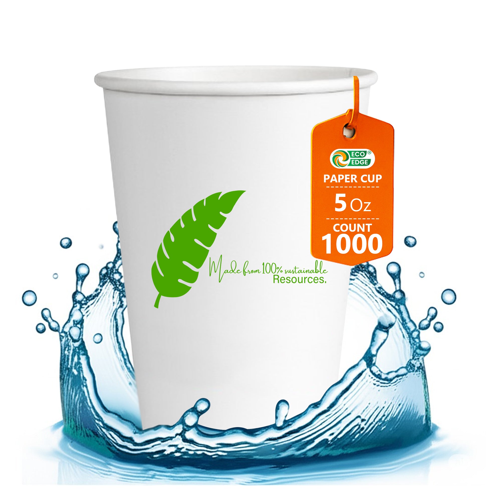 EcoEdge 5 Oz Disposable Heavy-Duty Party Paper Cups | 100% Natural (Pack of 1000)