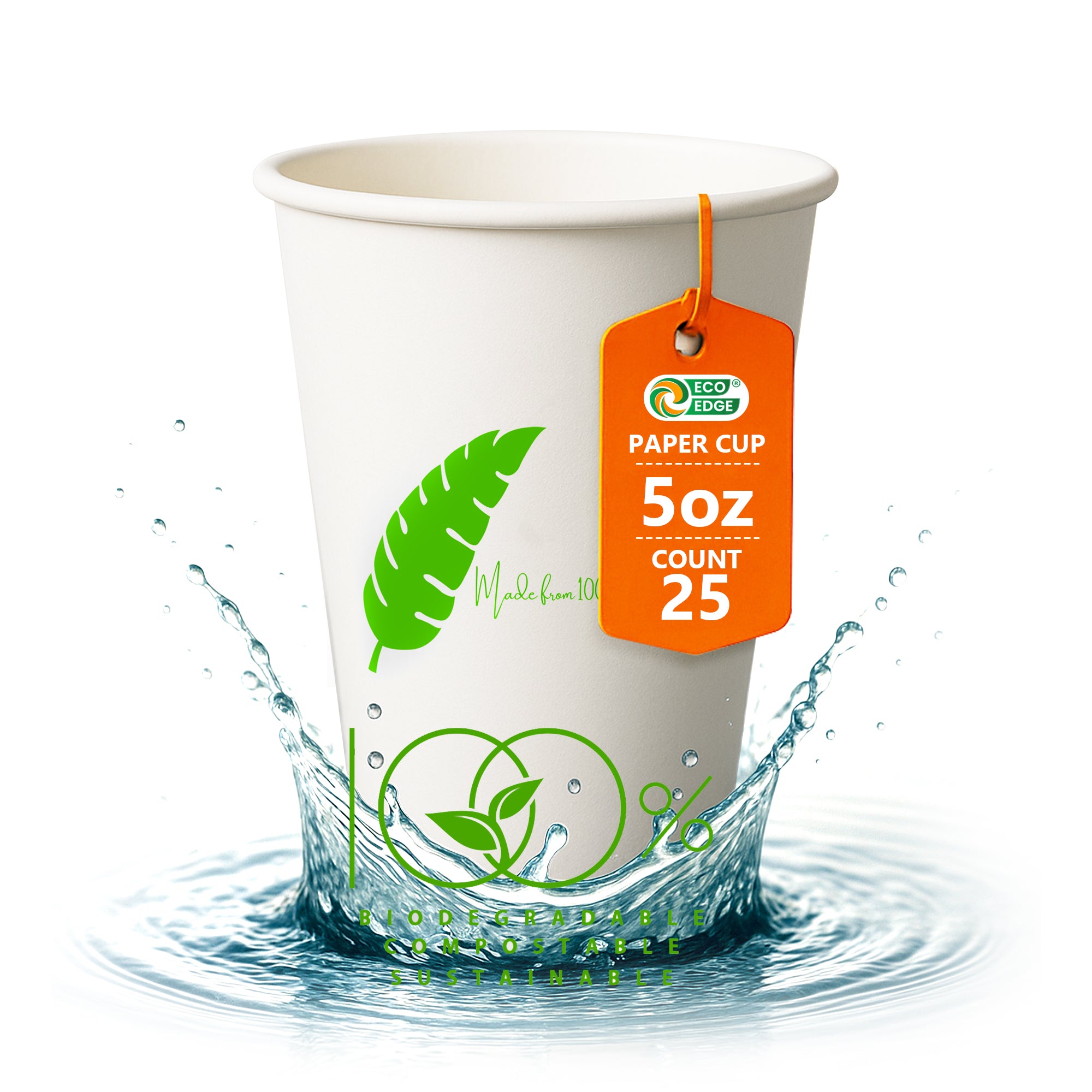 EcoEdge 5 Oz Disposable Heavy-Duty Party Paper Cups | 100% Natural