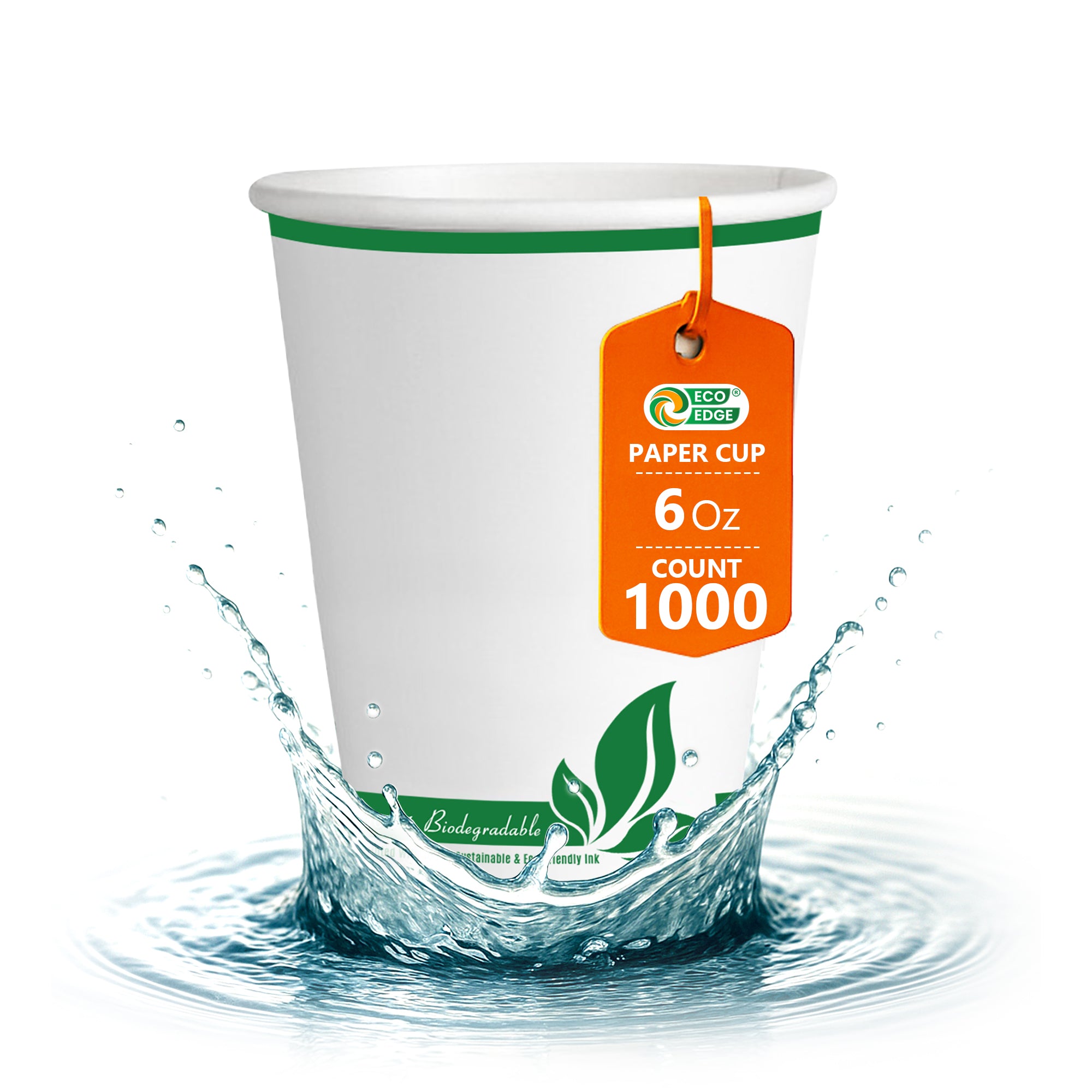 EcoEdge 6 Oz Disposable Heavy-Duty Party Paper Cups | 100% Organic (Pack of 1000)