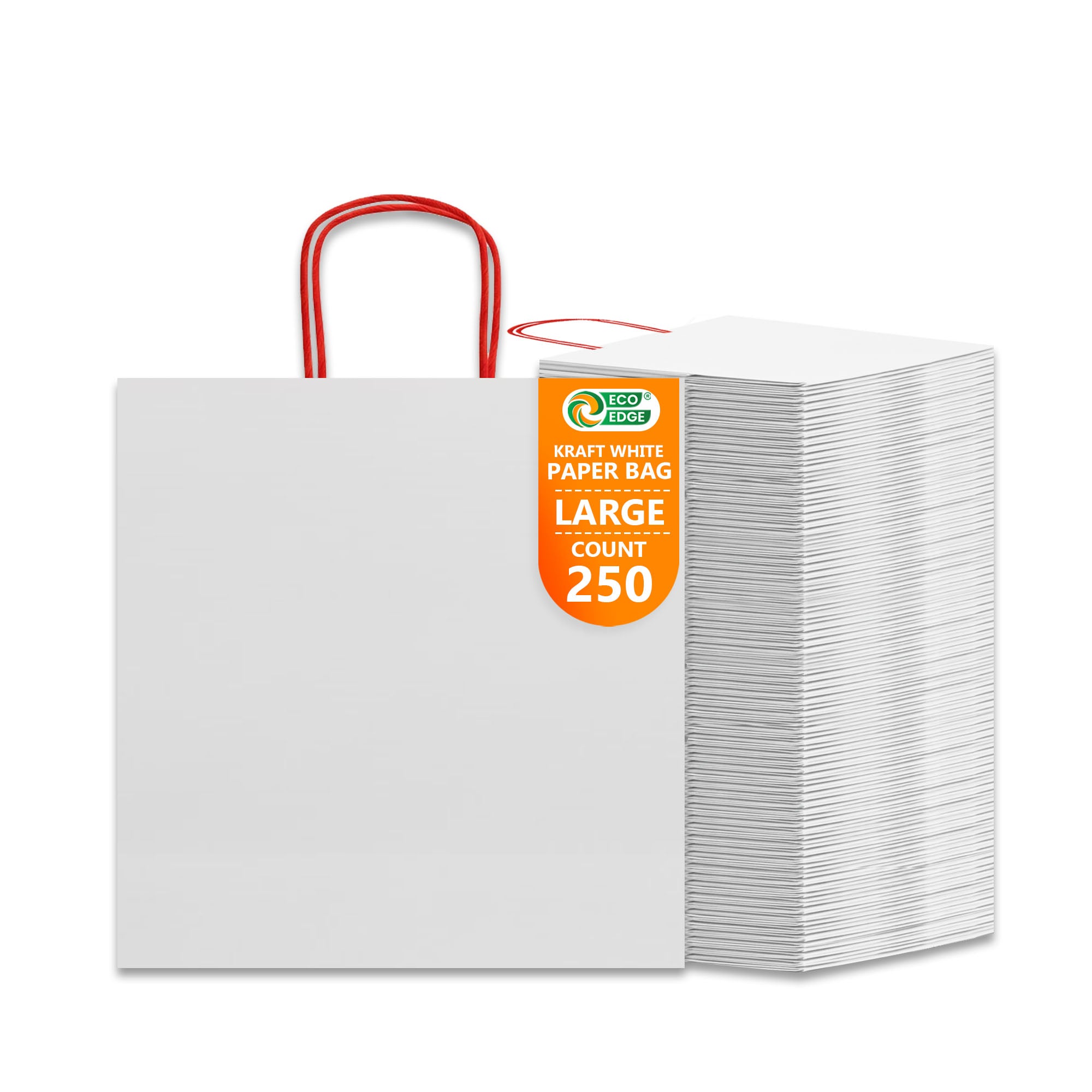 EcoEdge (32x22x32 cm) Large Recyclable White Plain Paper Bag | 100% Natural