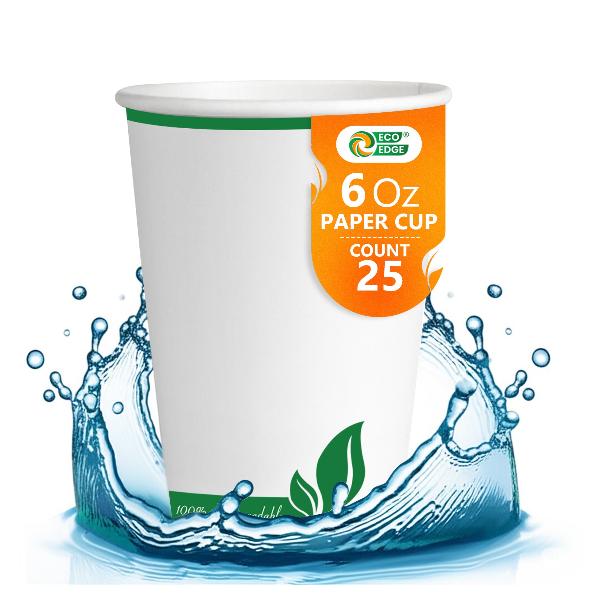 EcoEdge 6 Oz Disposable Heavy-Duty Party Paper Cups | 100% Organic