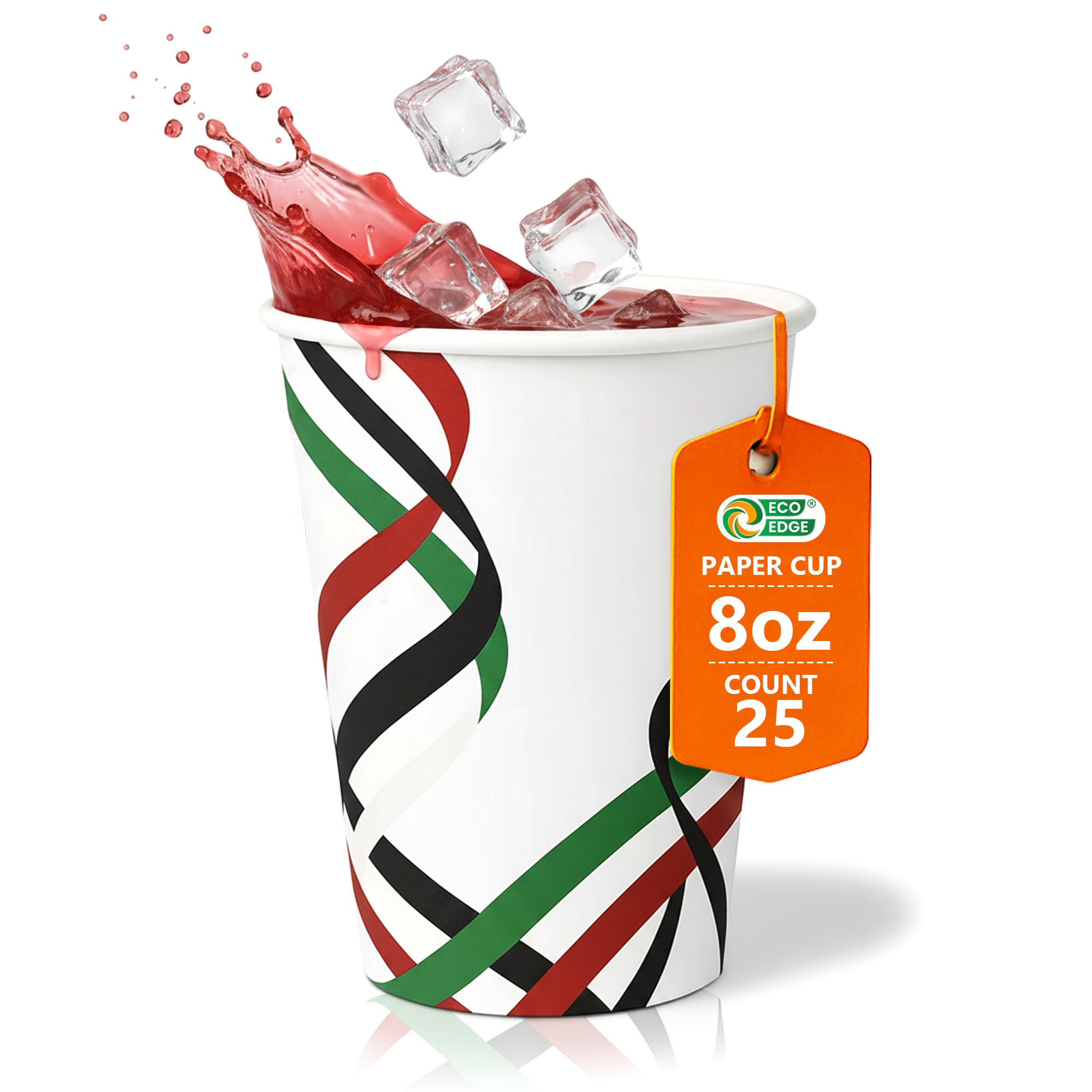 EcoEdge 8 Oz National Day Edition Heavy-Duty Paper Cups | Compostable, Durable & Plastic-Free