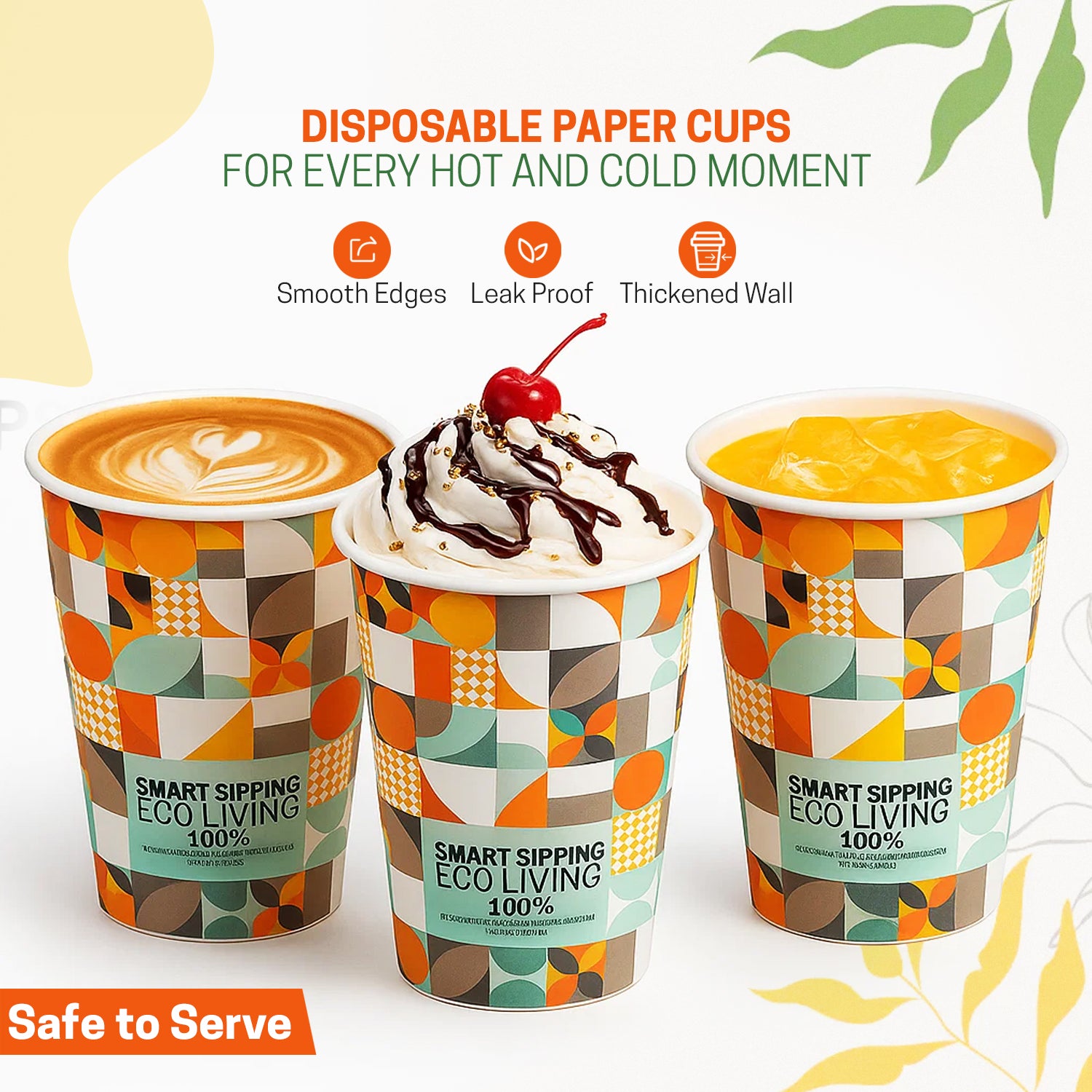 EcoEdge 8 Oz Sustainable Heavy-Duty Party Paper Cups (Pack of 1000) | 100% Compostable
