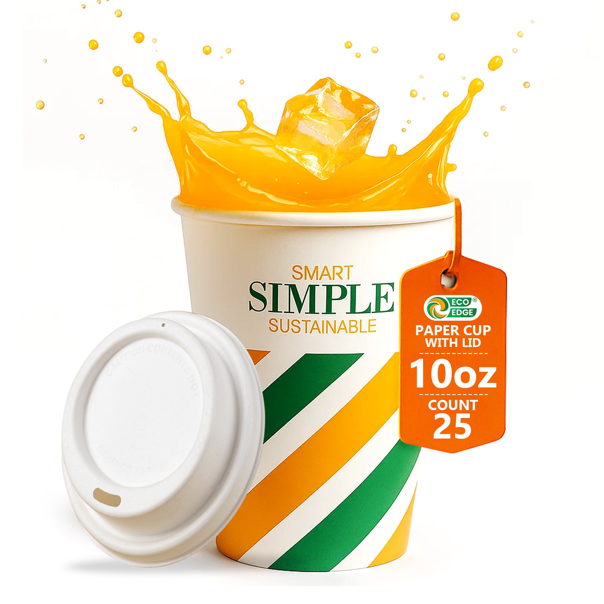 EcoEdge 10 Oz Eco Paper Cups with Lids | 100% Compostable & Recyclable