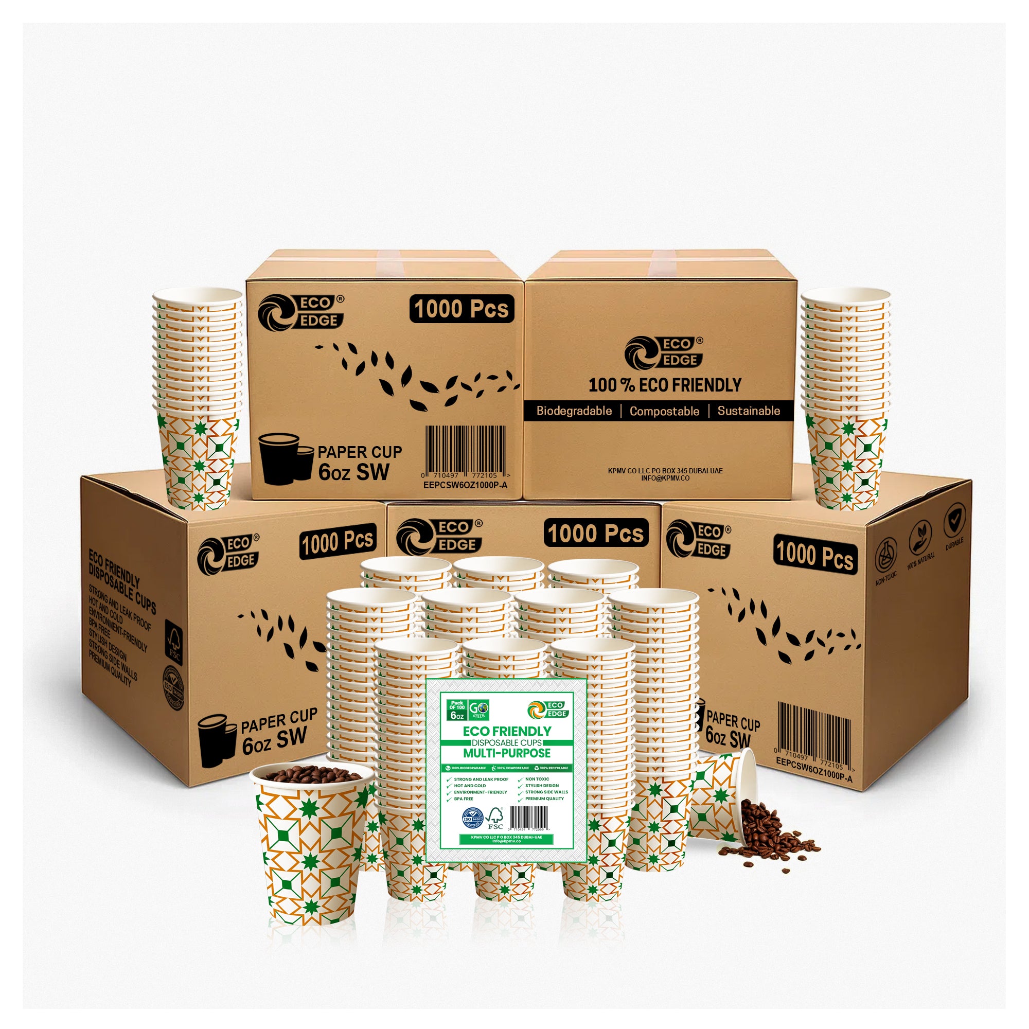 EcoEdge 6 Oz Heavy-Duty Paper Cups | Compostable, BPA-Free & Durable (Pack of 1000)