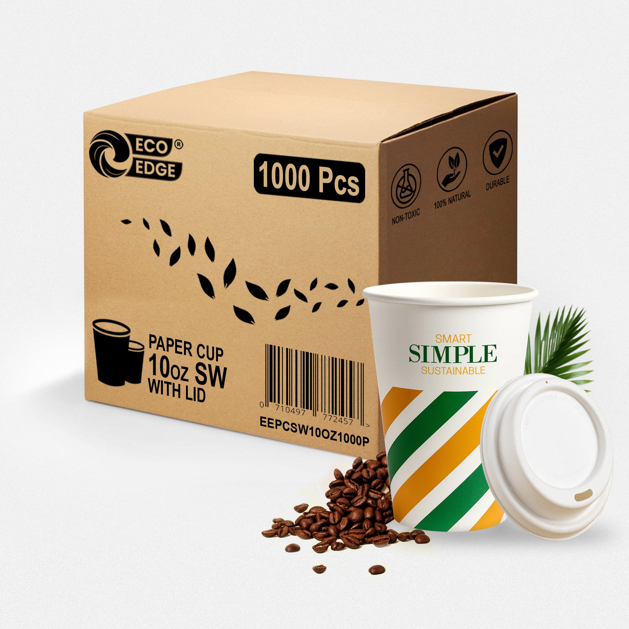 EcoEdge 10 Oz Eco Paper Cups with Lids | 100% Compostable & Recyclable
