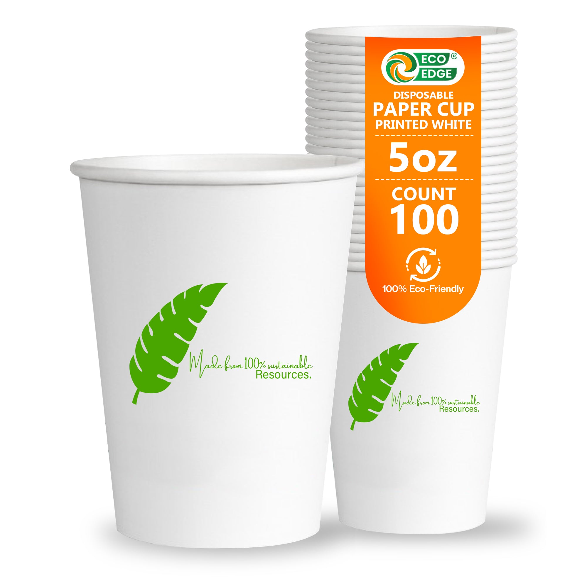 EcoEdge 5 Oz Disposable Heavy-Duty Party Paper Cups | 100% Natural