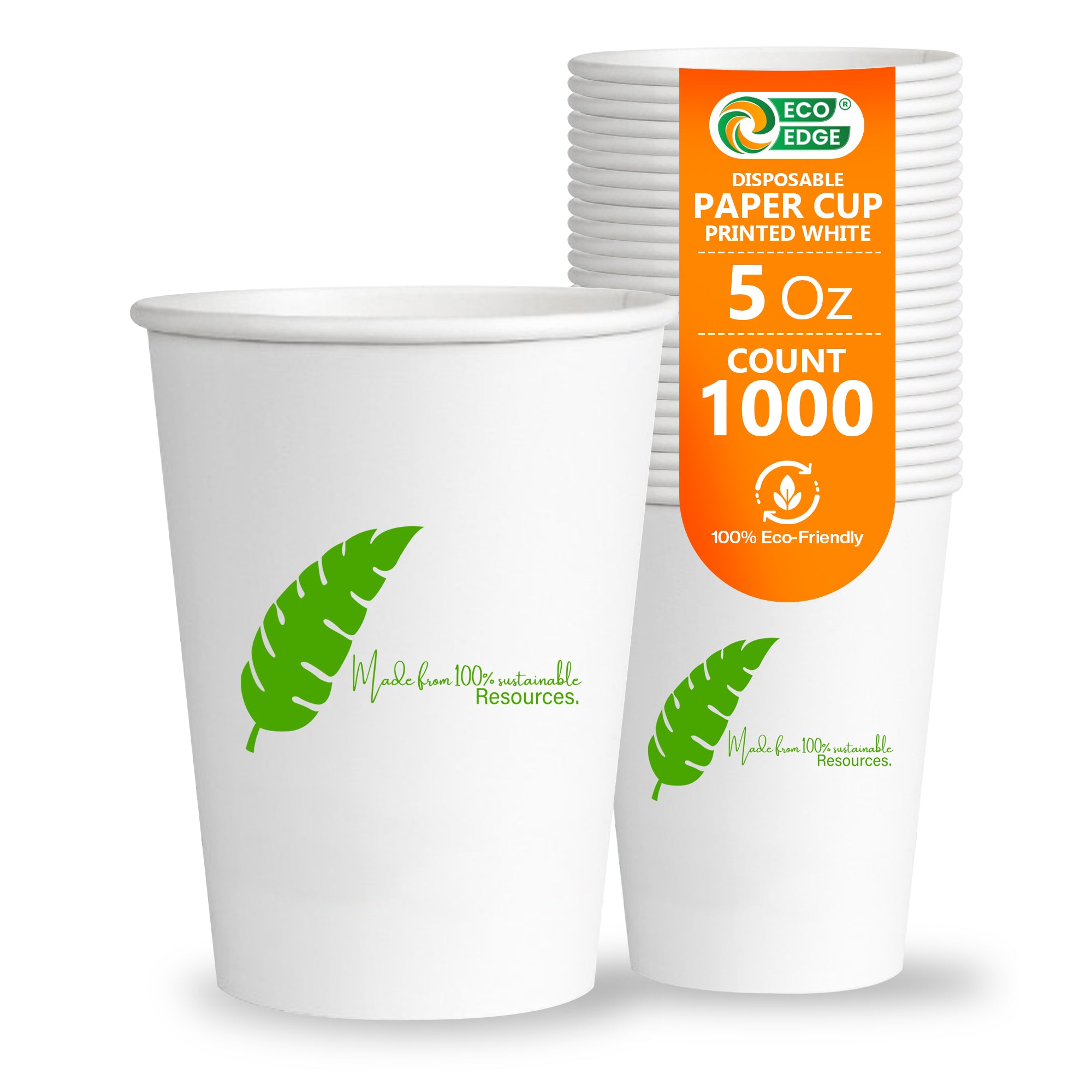 EcoEdge 5 Oz Disposable Heavy-Duty Party Paper Cups | 100% Natural (Pack of 1000)