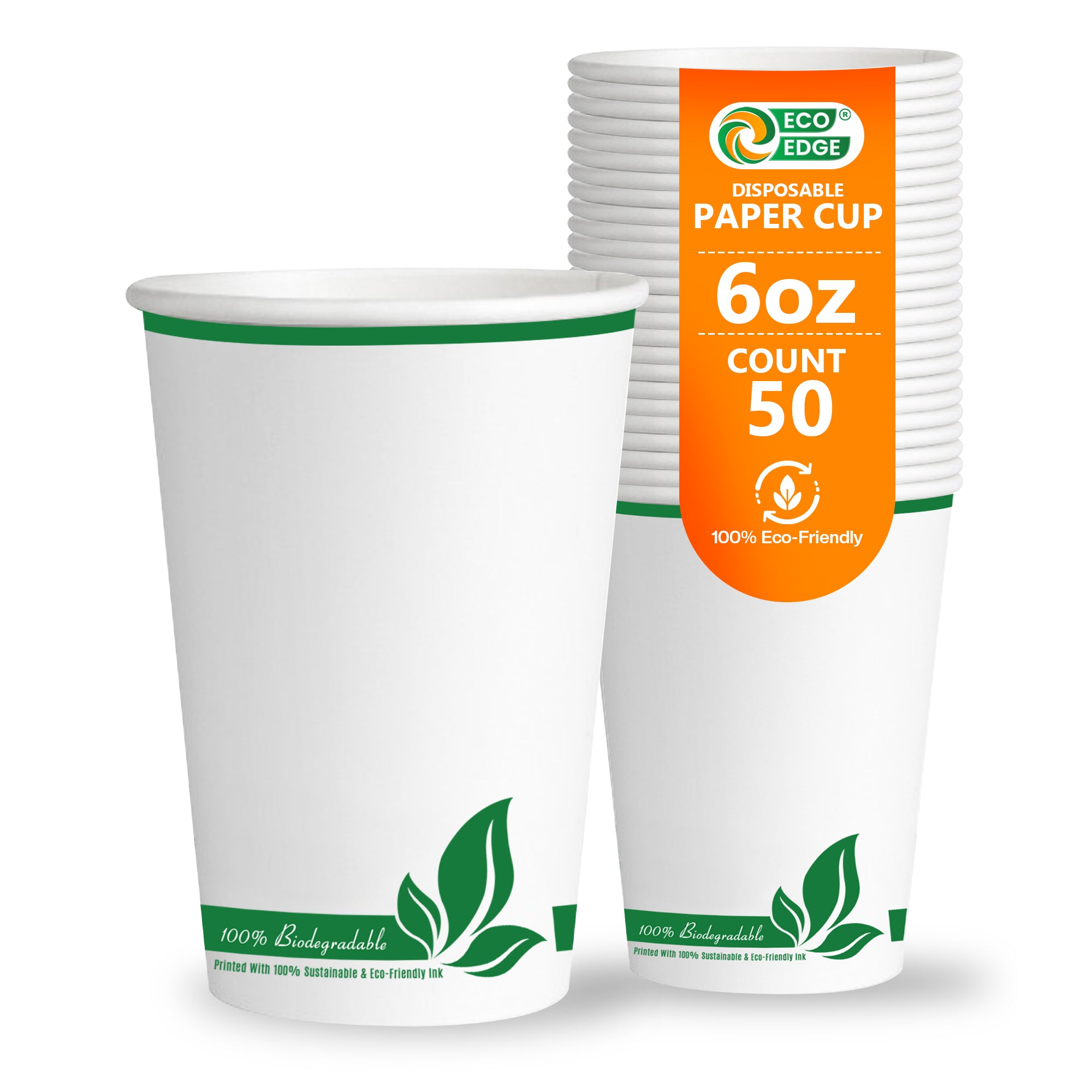 EcoEdge 6 Oz Disposable Heavy-Duty Party Paper Cups | 100% Organic