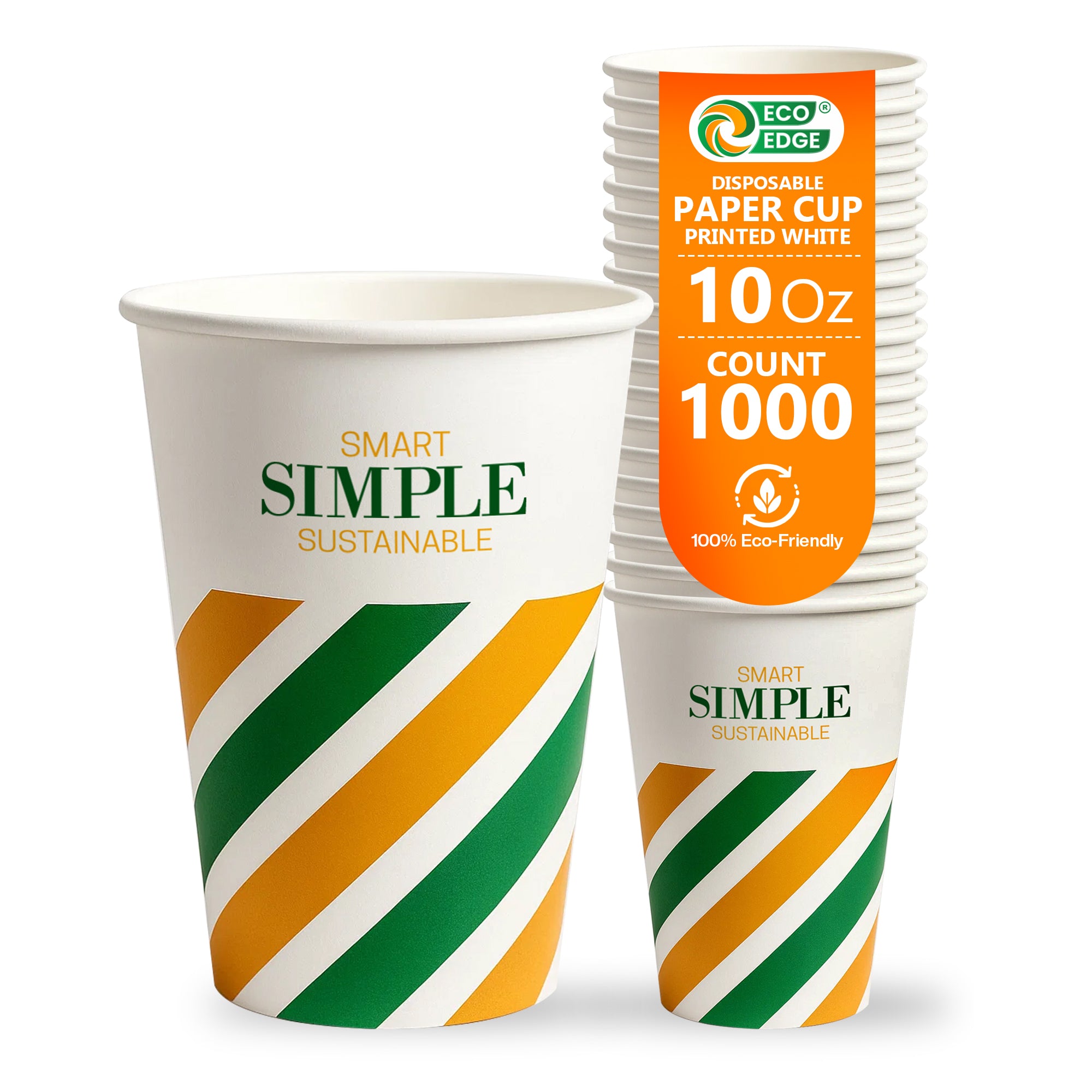 EcoEdge 10 Oz Disposable Paper Cups | Leakproof, BPA-Free & Sustainable (Pack of 1000)