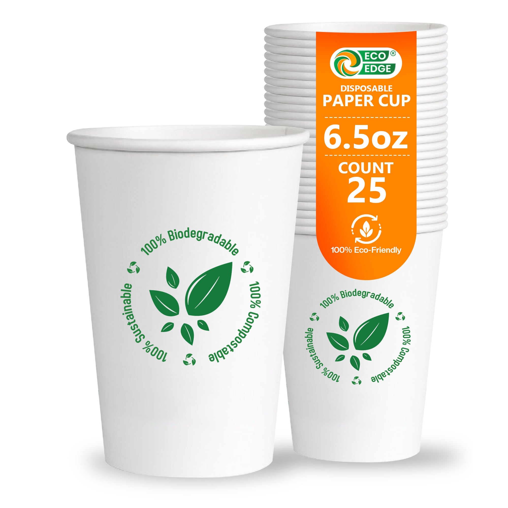 EcoEdge 6.5 Oz Disposable Heavy-Duty Party Paper Cups | 100% Compostable
