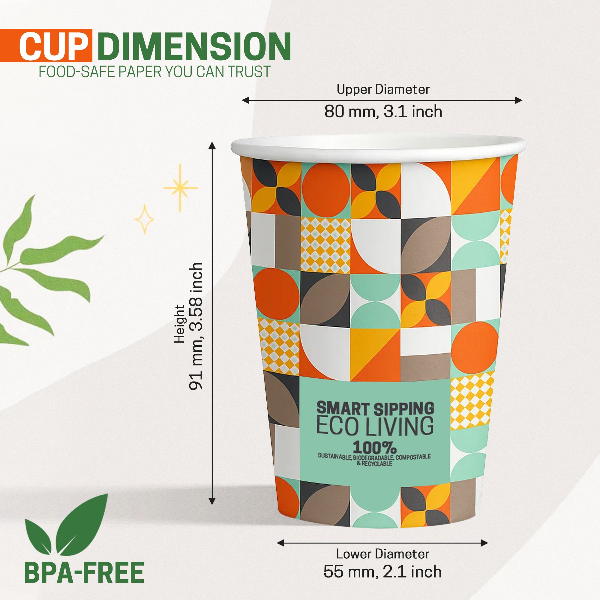 EcoEdge 8 Oz Sustainable Heavy-Duty Party Paper Cups (Pack of 1000) | 100% Compostable