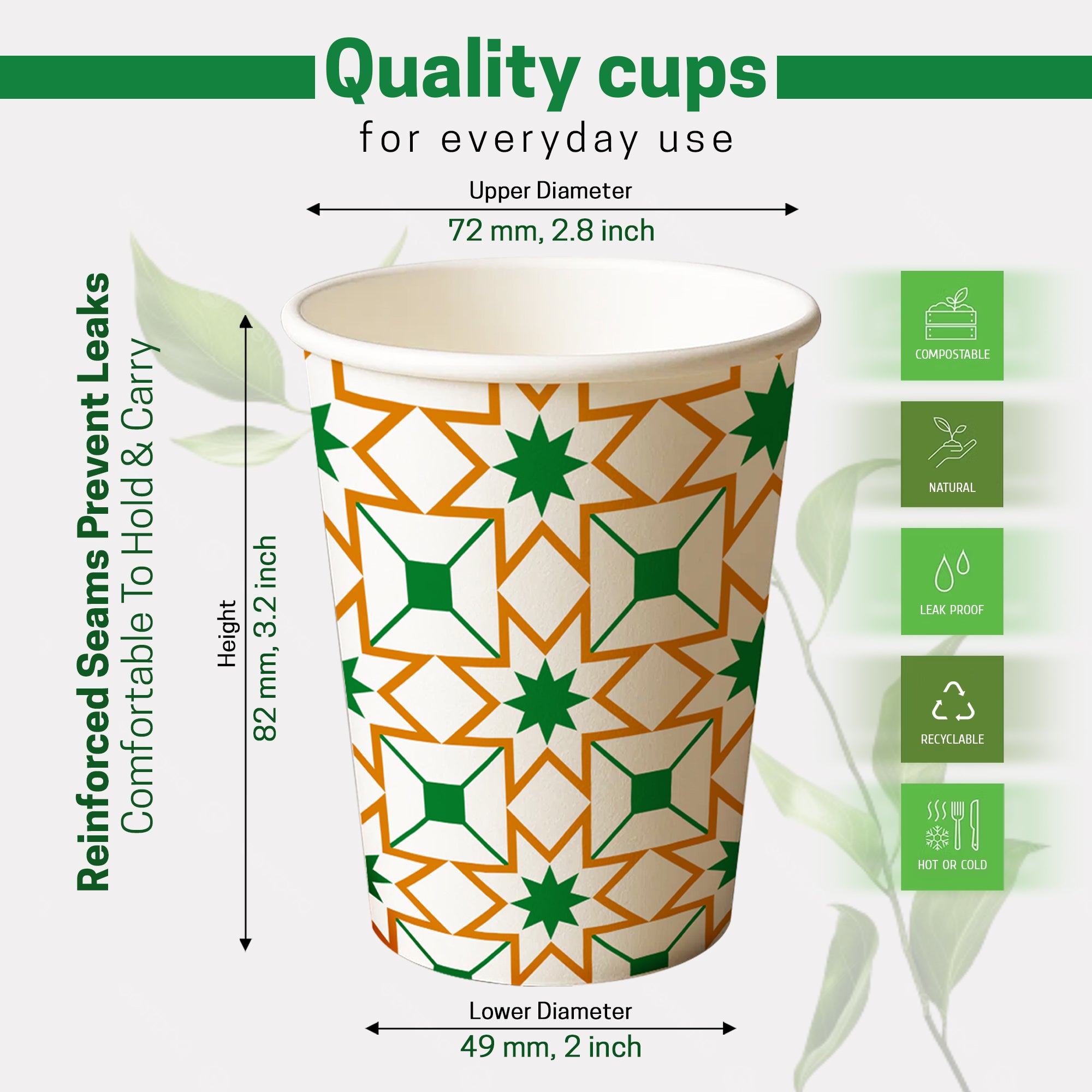 EcoEdge 6 Oz Heavy-Duty Paper Cups | Compostable, BPA-Free & Durable (Pack of 1000)