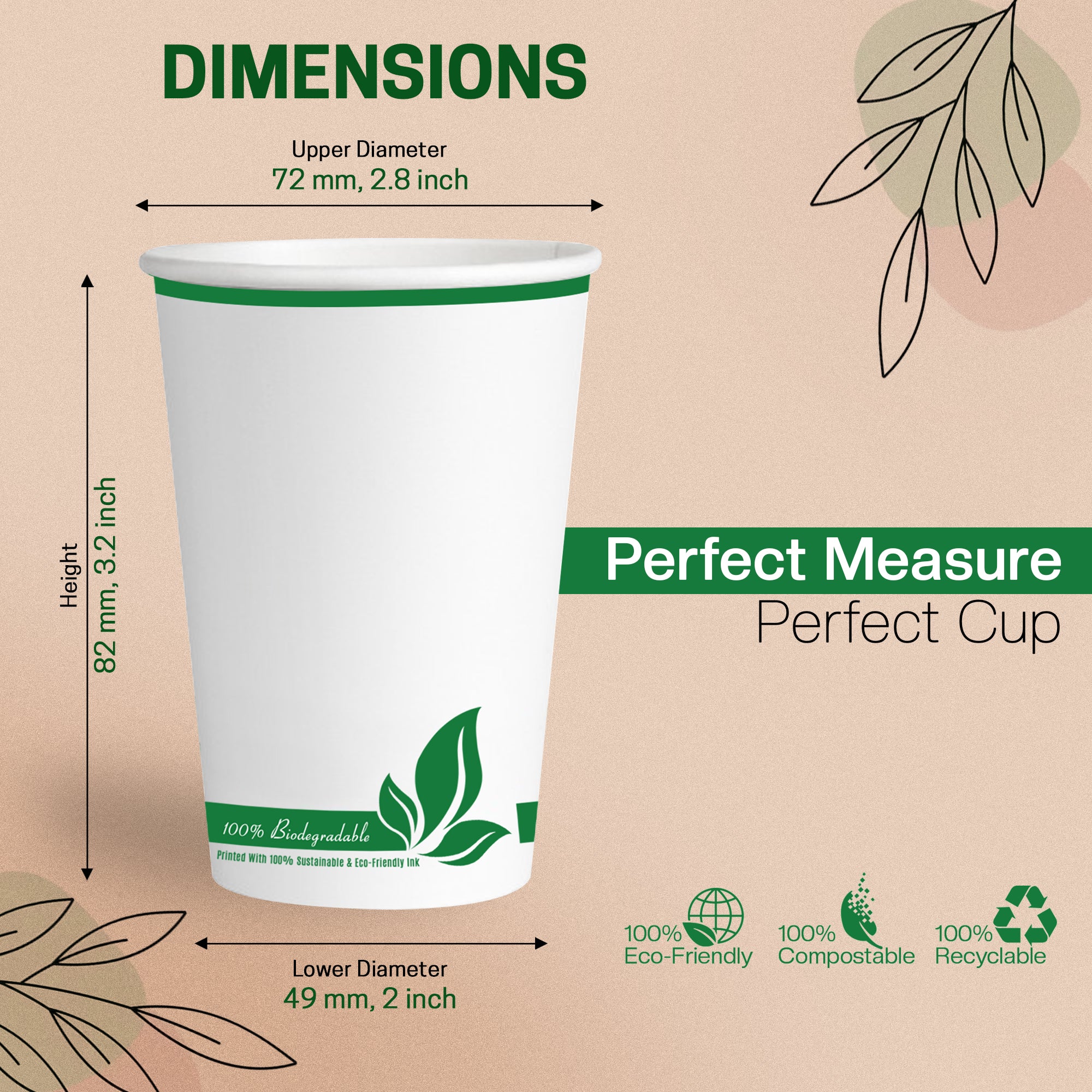 EcoEdge 6 Oz Disposable Heavy-Duty Party Paper Cups | 100% Organic (Pack of 1000)
