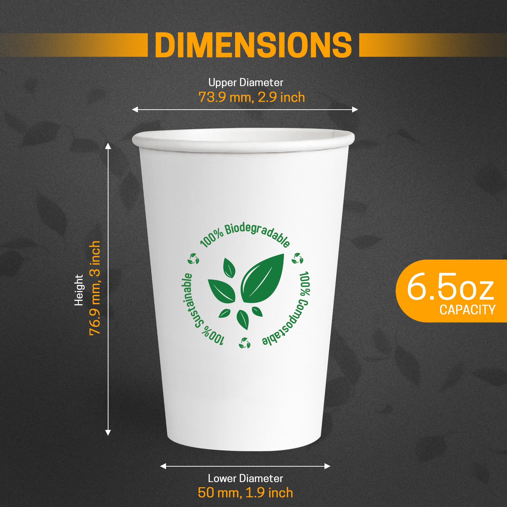 EcoEdge 6.5 Oz Disposable Heavy-Duty Party Paper Cups | 100% Compostable