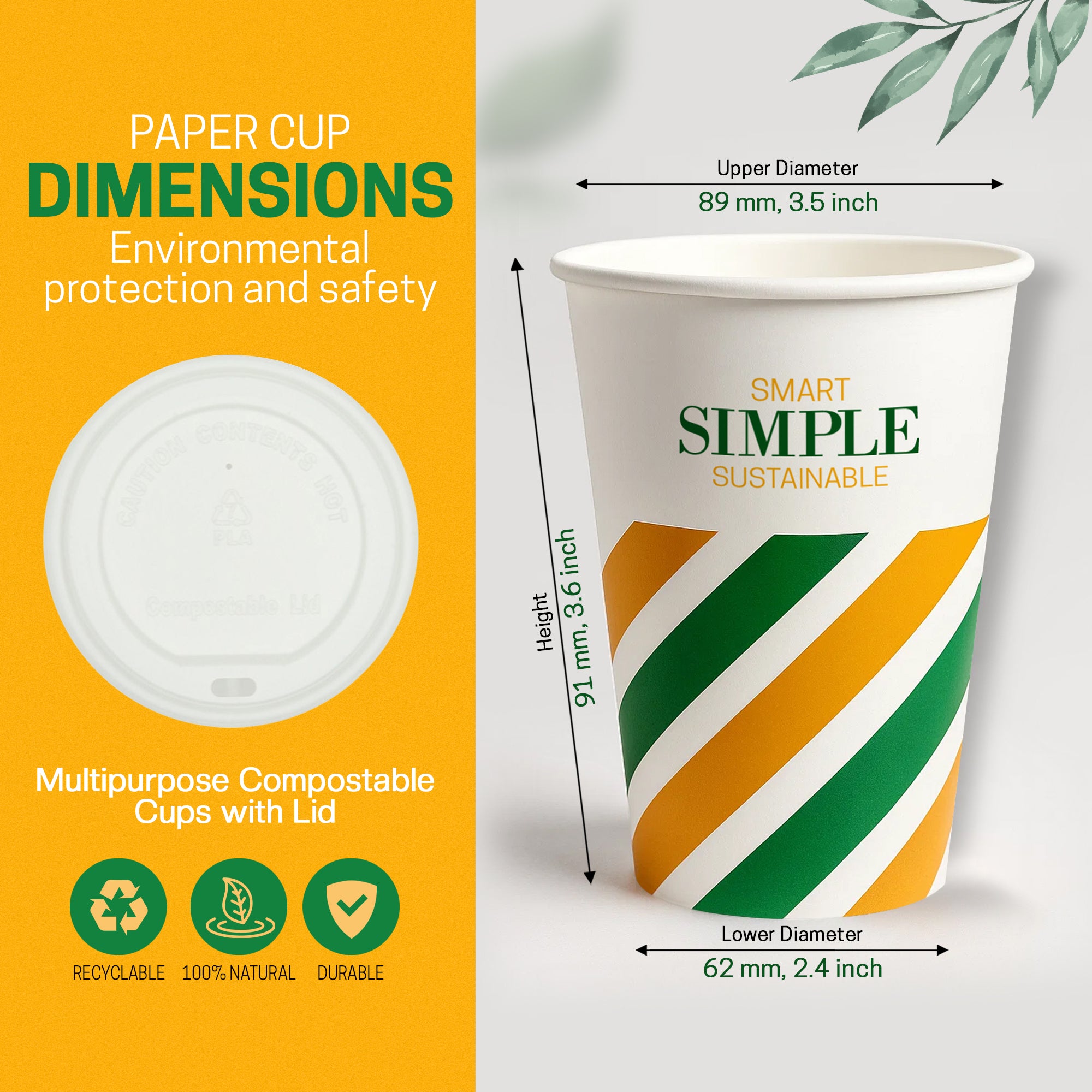 EcoEdge 10 Oz Eco Paper Cups with Lids | 100% Compostable & Recyclable