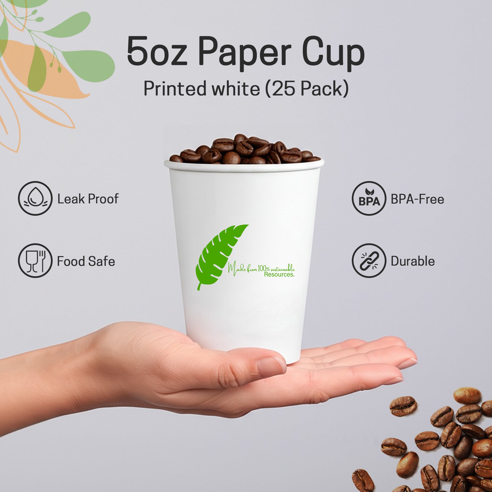 EcoEdge 5 Oz Disposable Heavy-Duty Party Paper Cups | 100% Natural