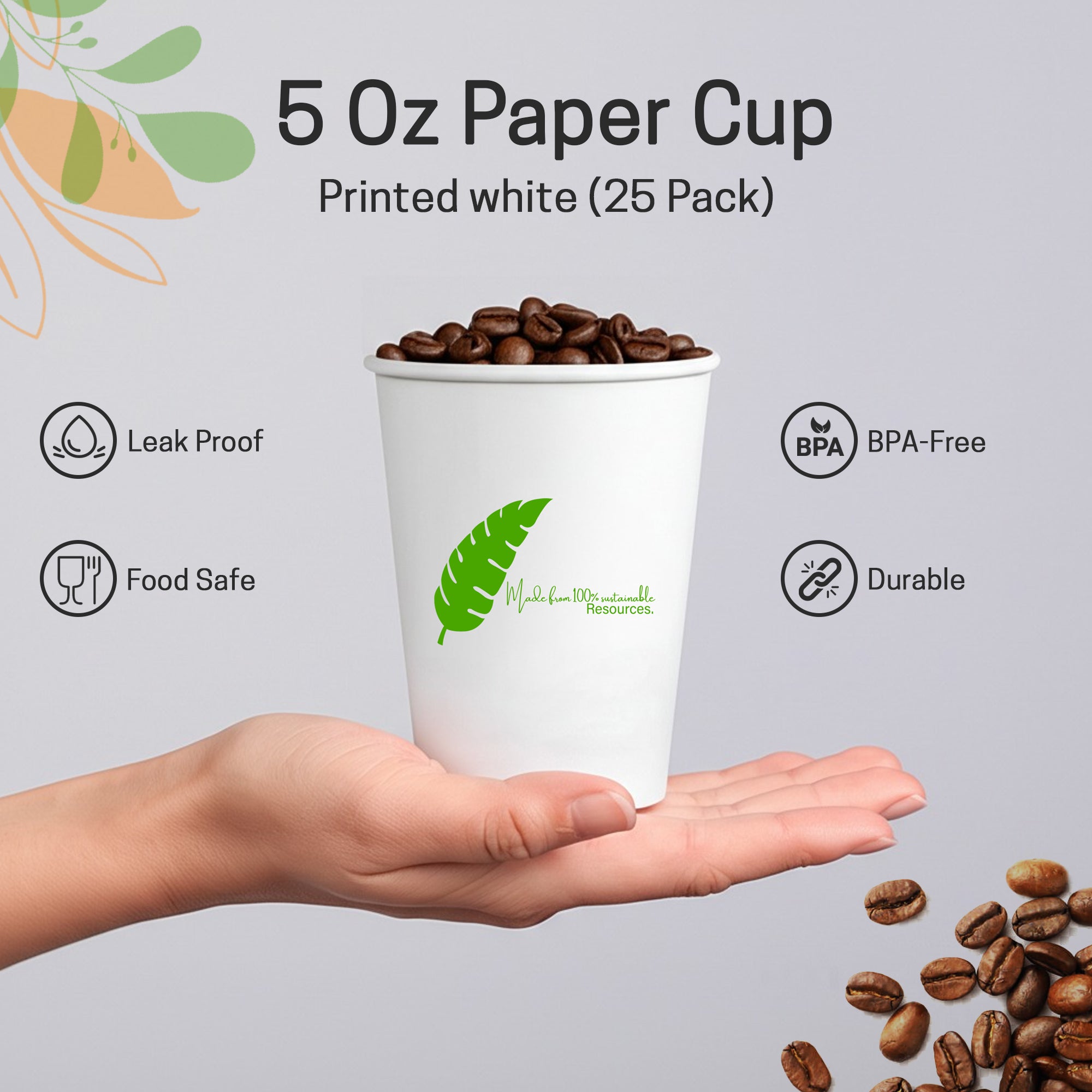 EcoEdge 5 Oz Disposable Heavy-Duty Party Paper Cups | 100% Natural (Pack of 1000)