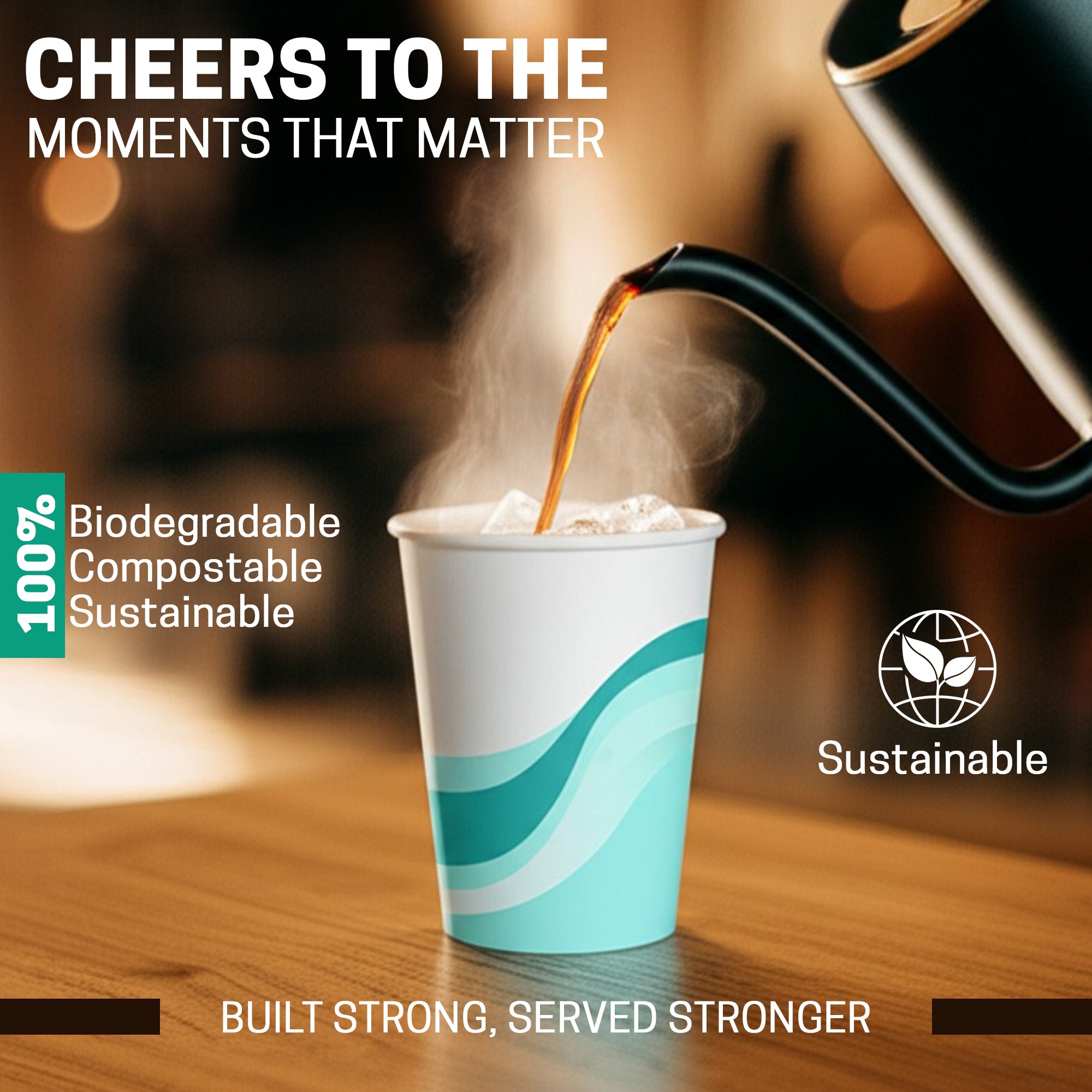 EcoEdge 8 Oz Disposable Heavy-Duty Party Paper Cups with Lid (Pack of 1000) | 100% Natural