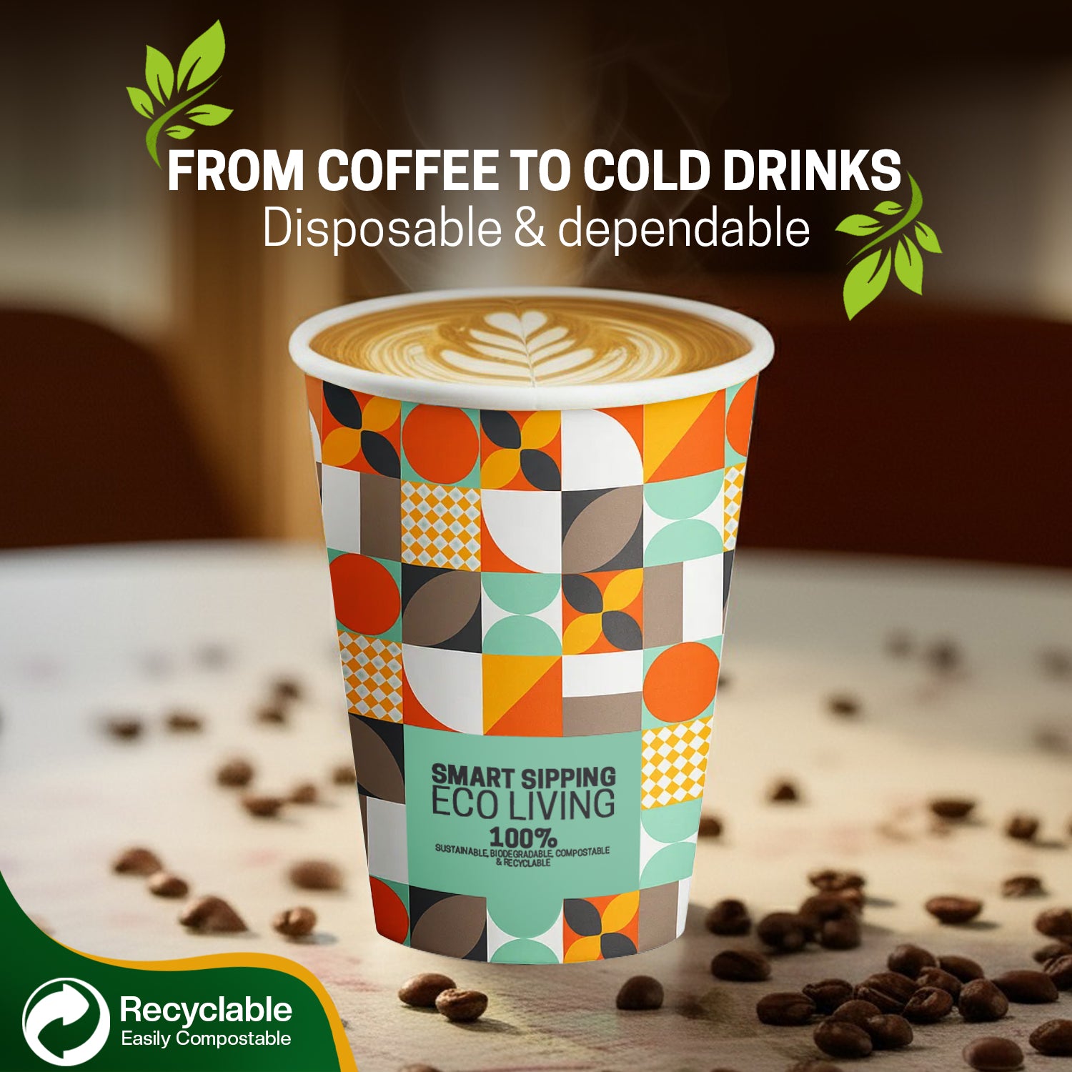 EcoEdge 8 Oz Sustainable Heavy-Duty Party Paper Cups (Pack of 1000) | 100% Compostable