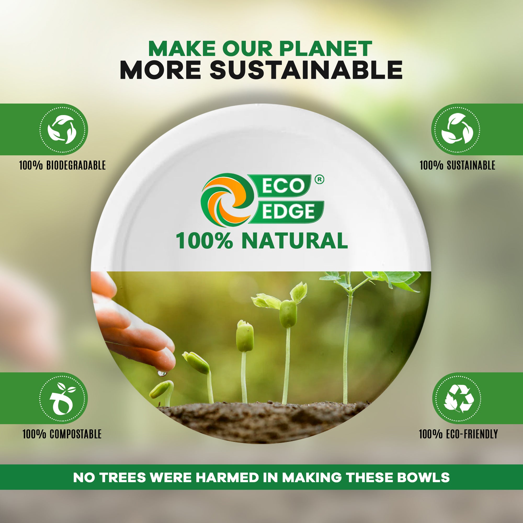 EcoEdge 12 Oz Round White Disposable Sugarcane Fiber Bowls | 100% Eco-Friendly