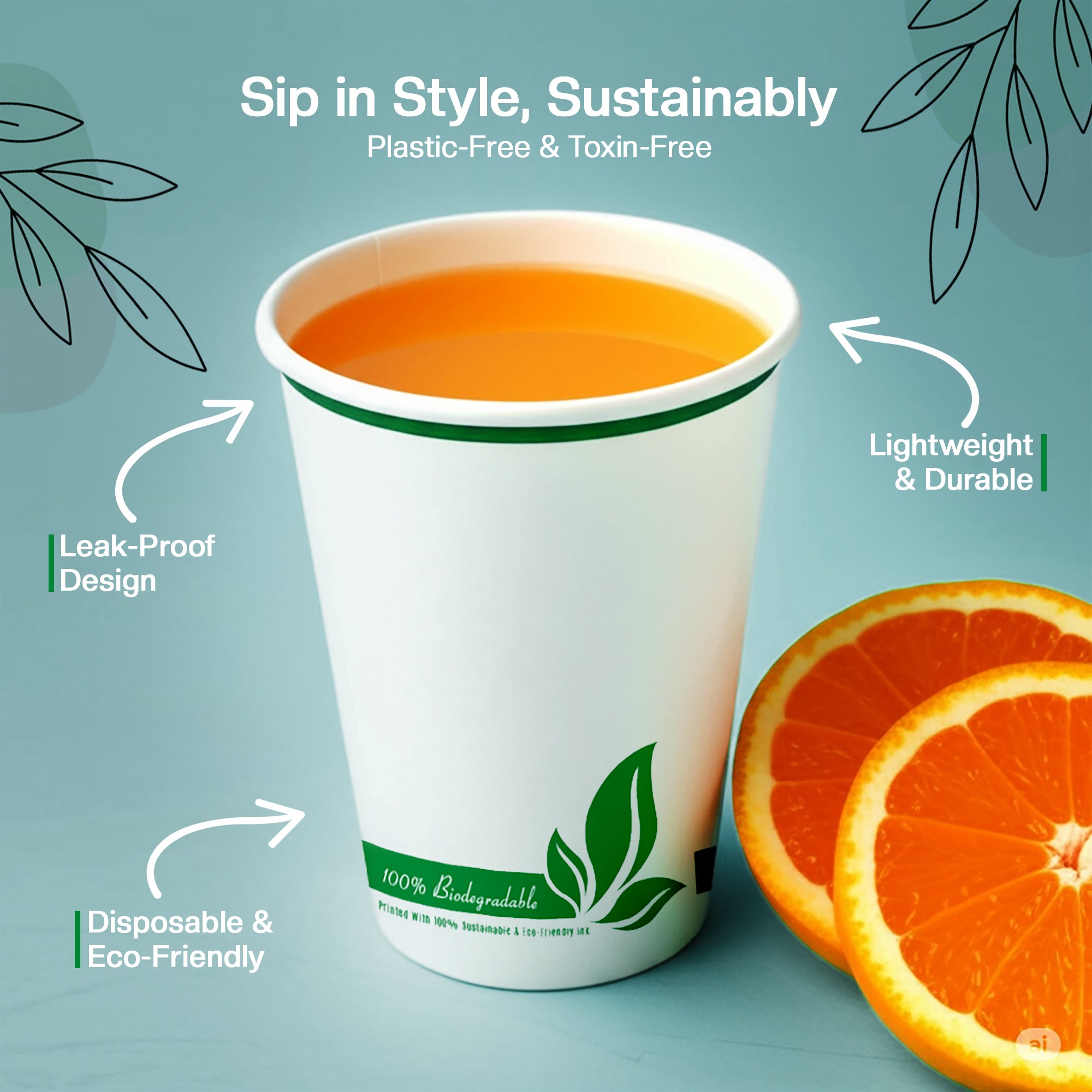 EcoEdge 6 Oz Disposable Heavy-Duty Party Paper Cups | 100% Organic (Pack of 1000)