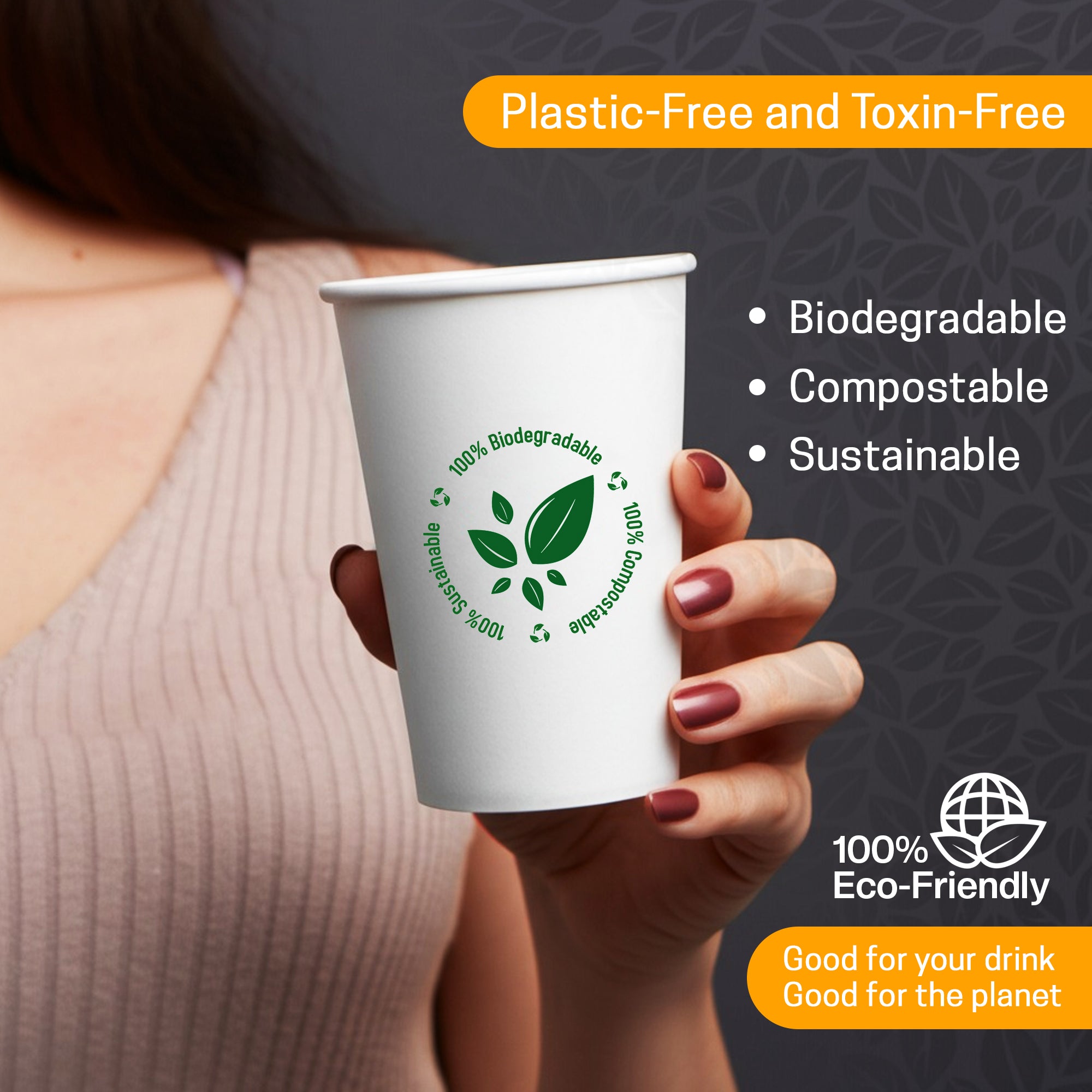 EcoEdge 6.5 Oz Disposable Heavy-Duty Party Paper Cups | 100% Compostable (Pack of 1000)