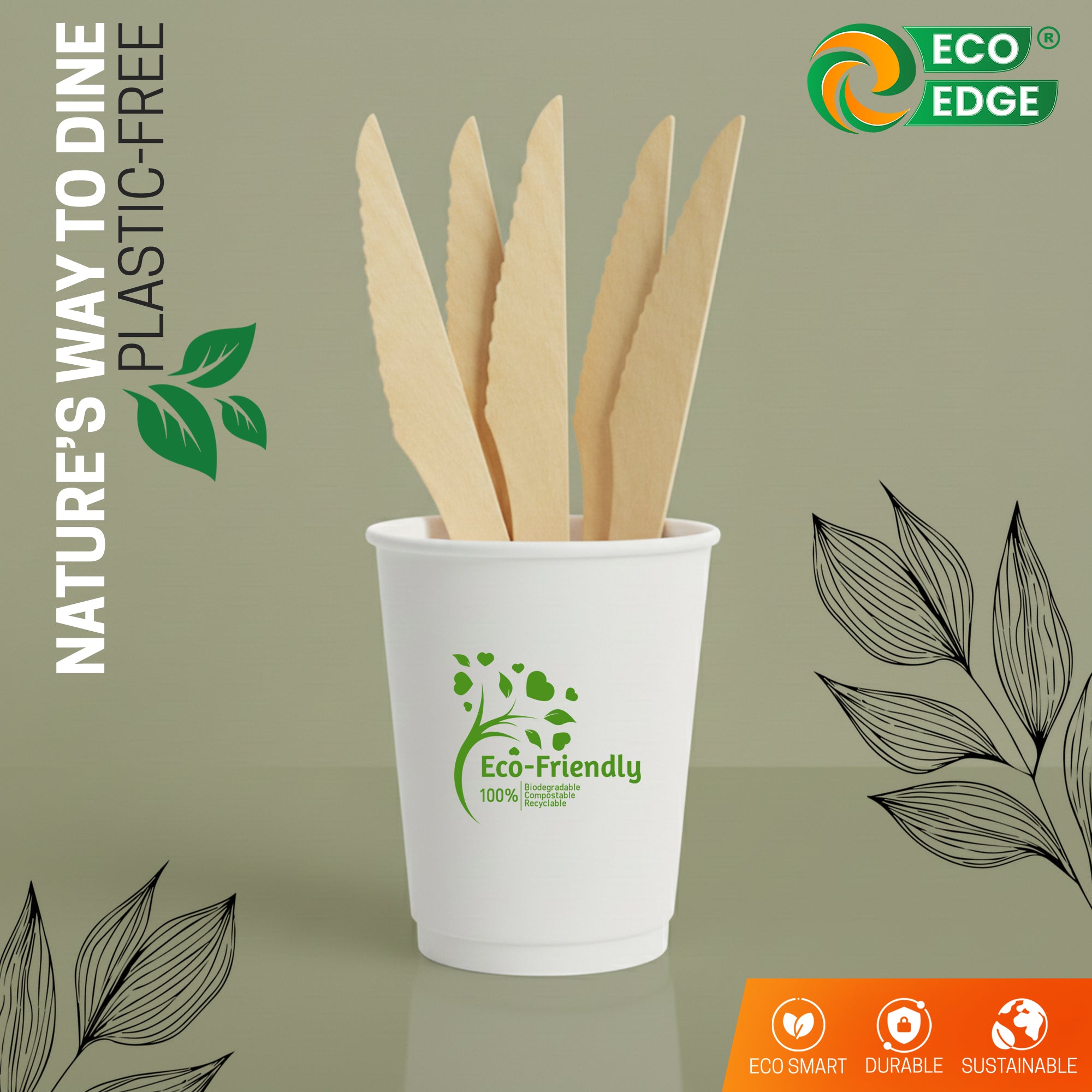 Eco Edge Biodegradable Wooden Knife | Natural, Eco-Friendly & Hand-Finished