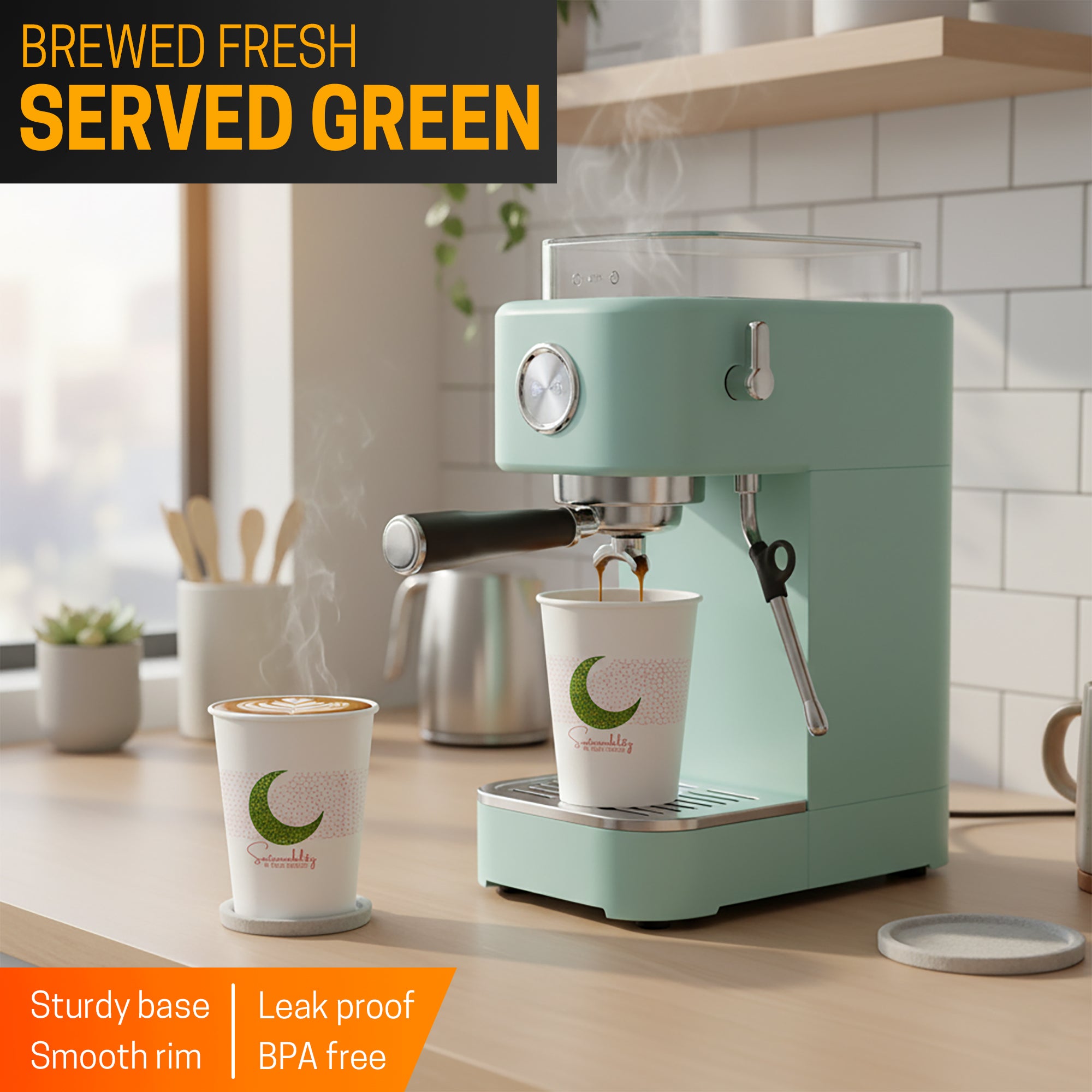 EcoEdge 8 Oz Ramadan Edition Heavy-Duty Paper Cups | Leakproof, Compostable & Eco-Friendly (Pack of 1000)