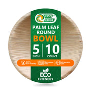 EcoEdge 5 Inch Round Palm Leaf Bowls | 100% Organic