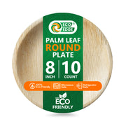 EcoEdge 8 Inch Round Areca Palm Leaf Plates | 100% Natural
